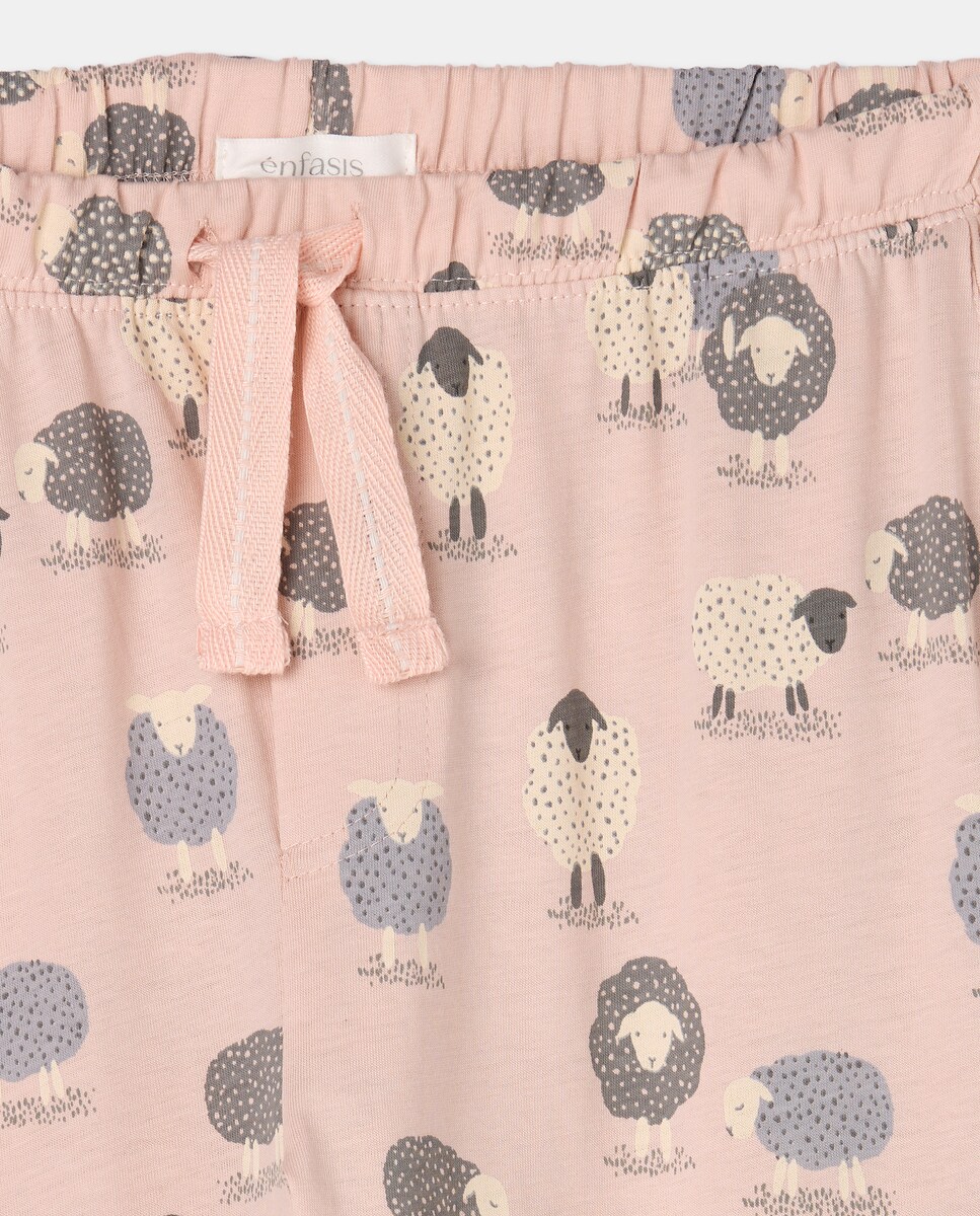 Calças de Pijama com Punho Rosa-5