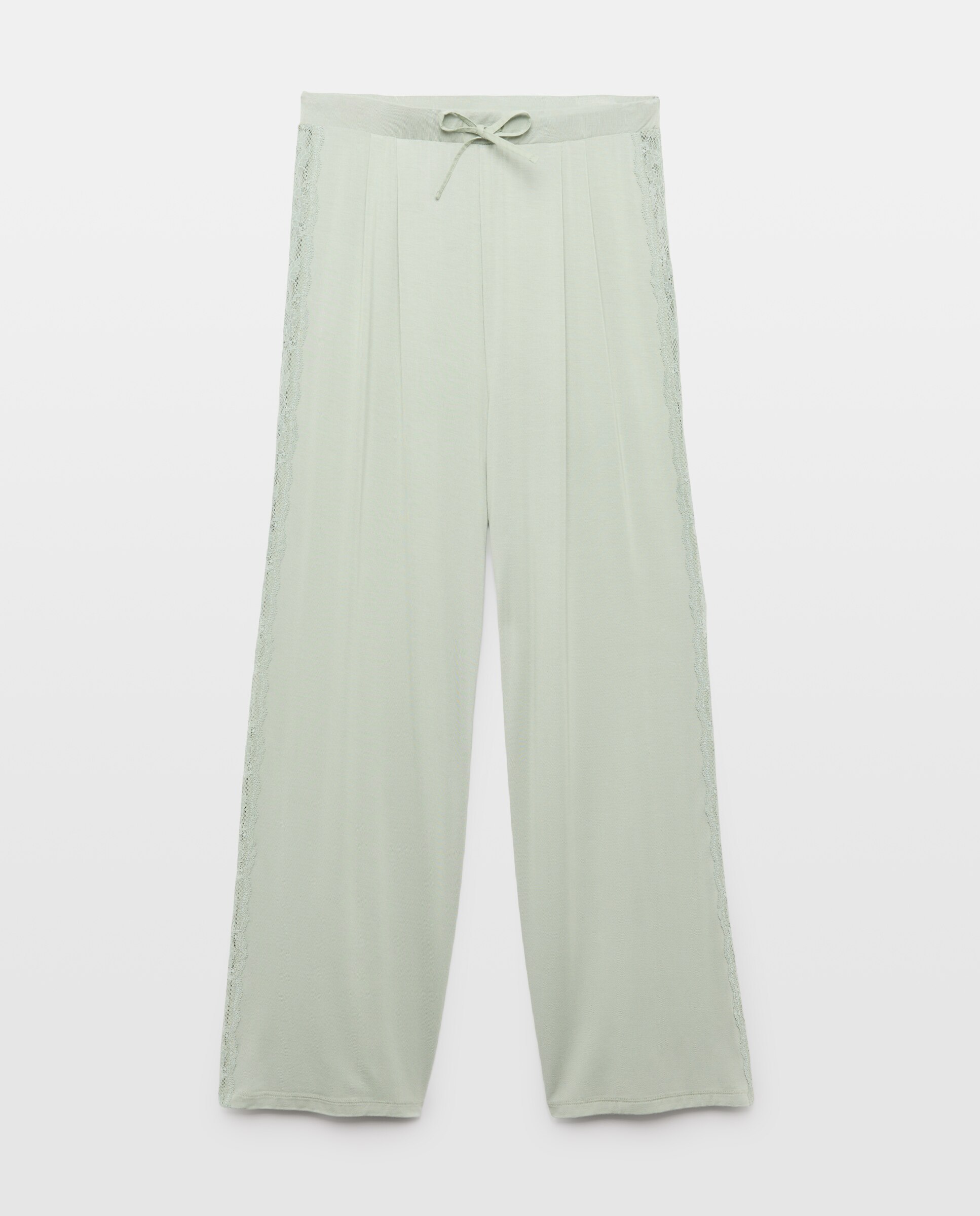 Pantalón de viscosa liso de mujer - Énfasis - Verde Verde-5
