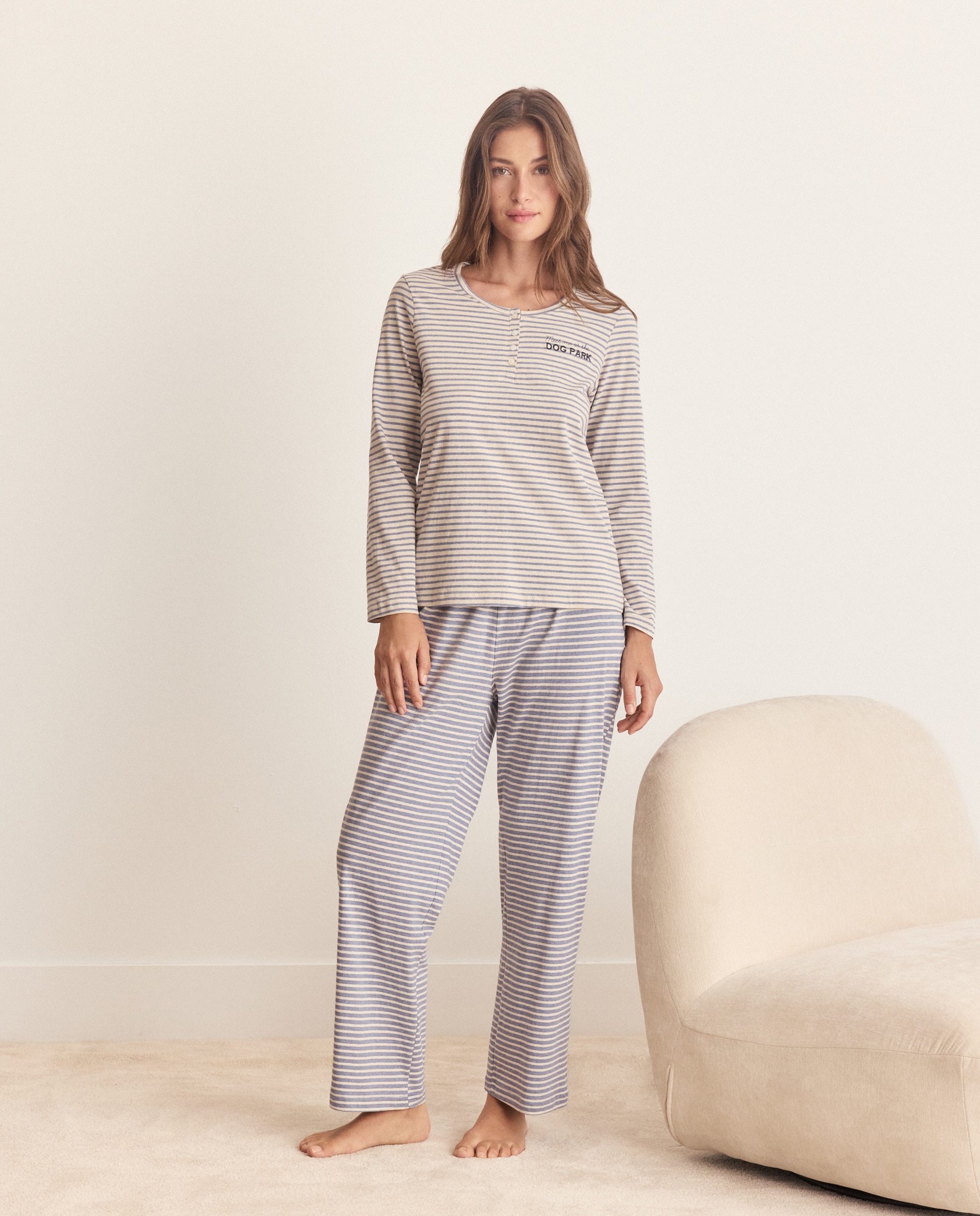 Imagen 0 de Pantalón rayas de mujer Azul