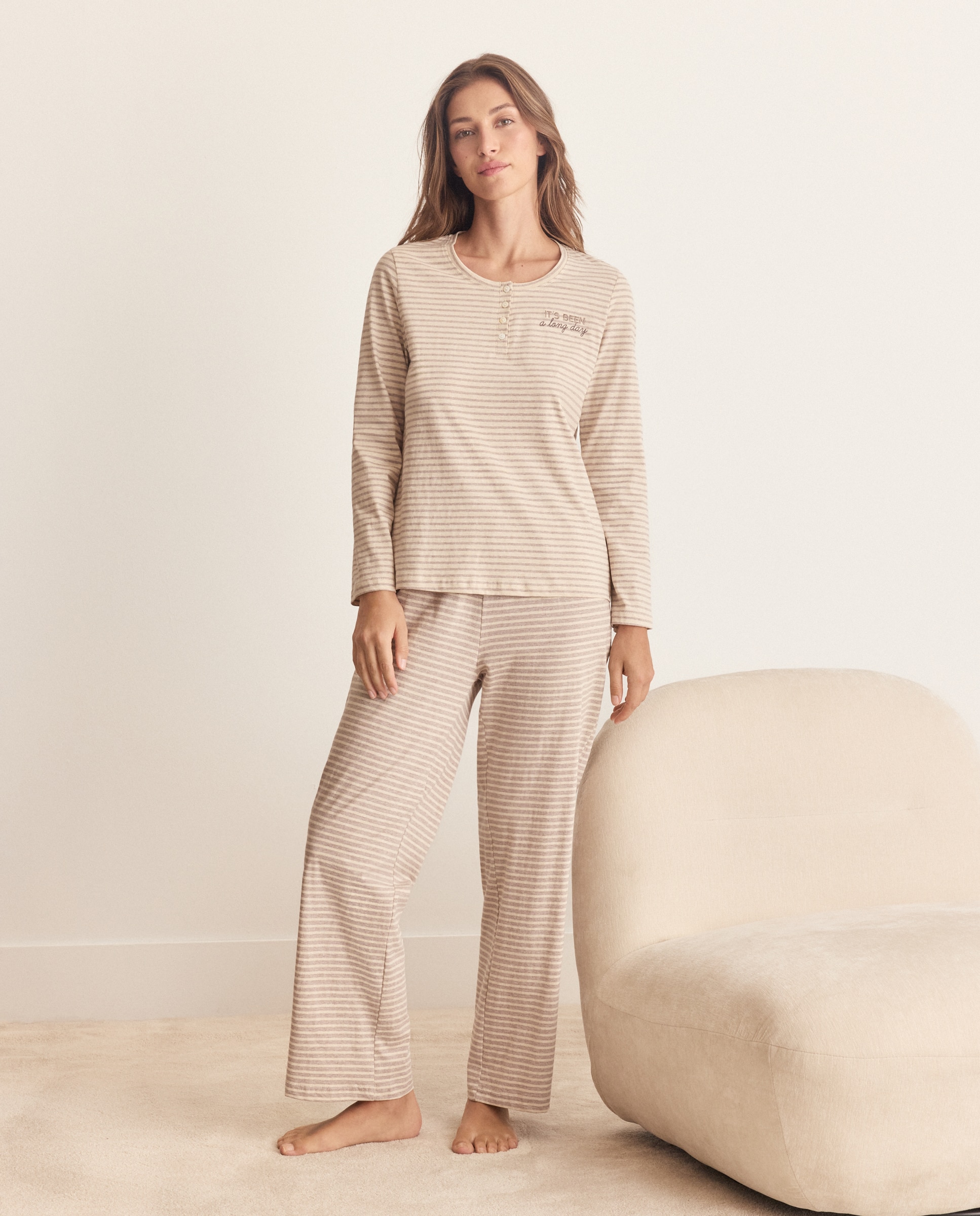 Imagen 0 de Pantalón rayas de mujer Blanco