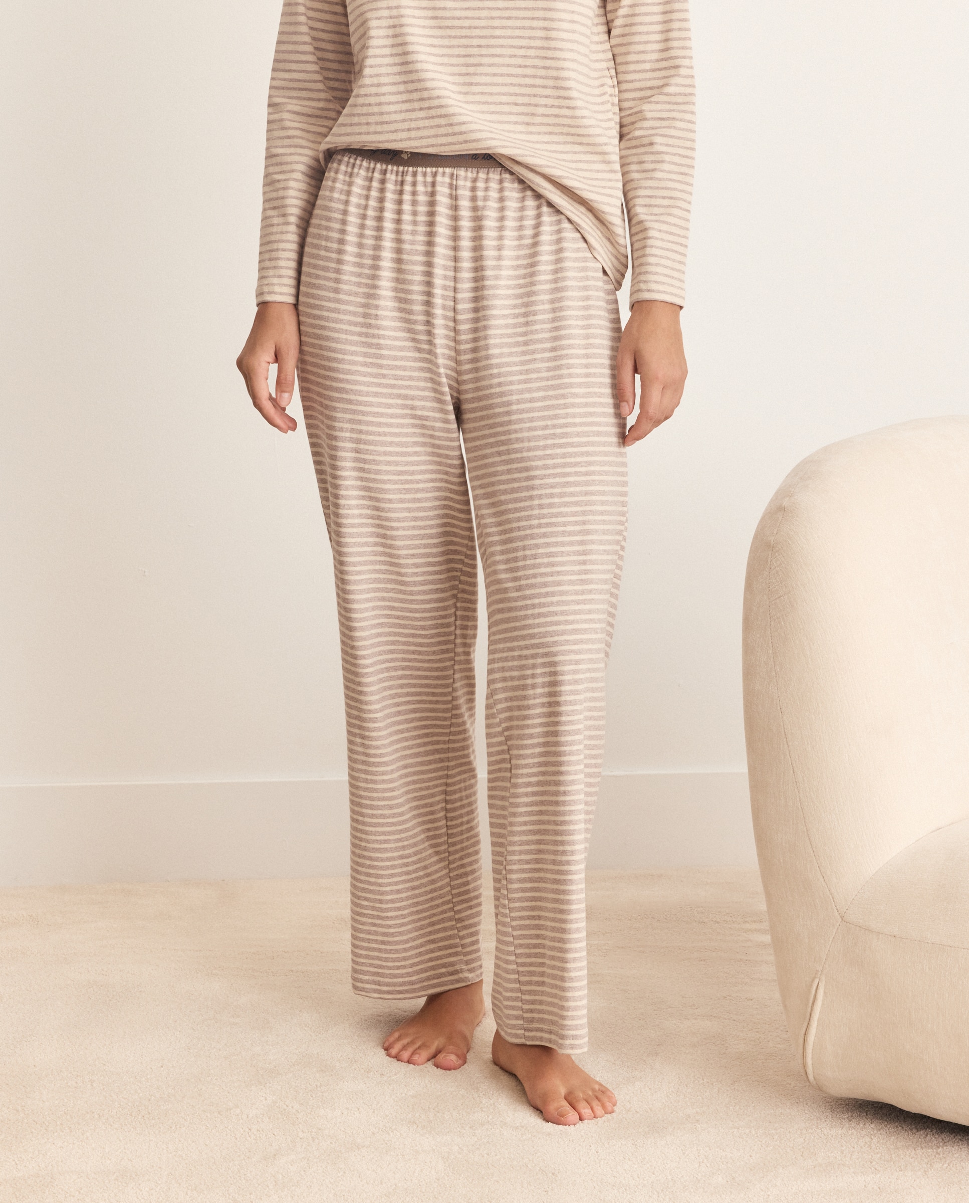 Pantalón rayas de mujer - Énfasis - Blanco Blanco-2