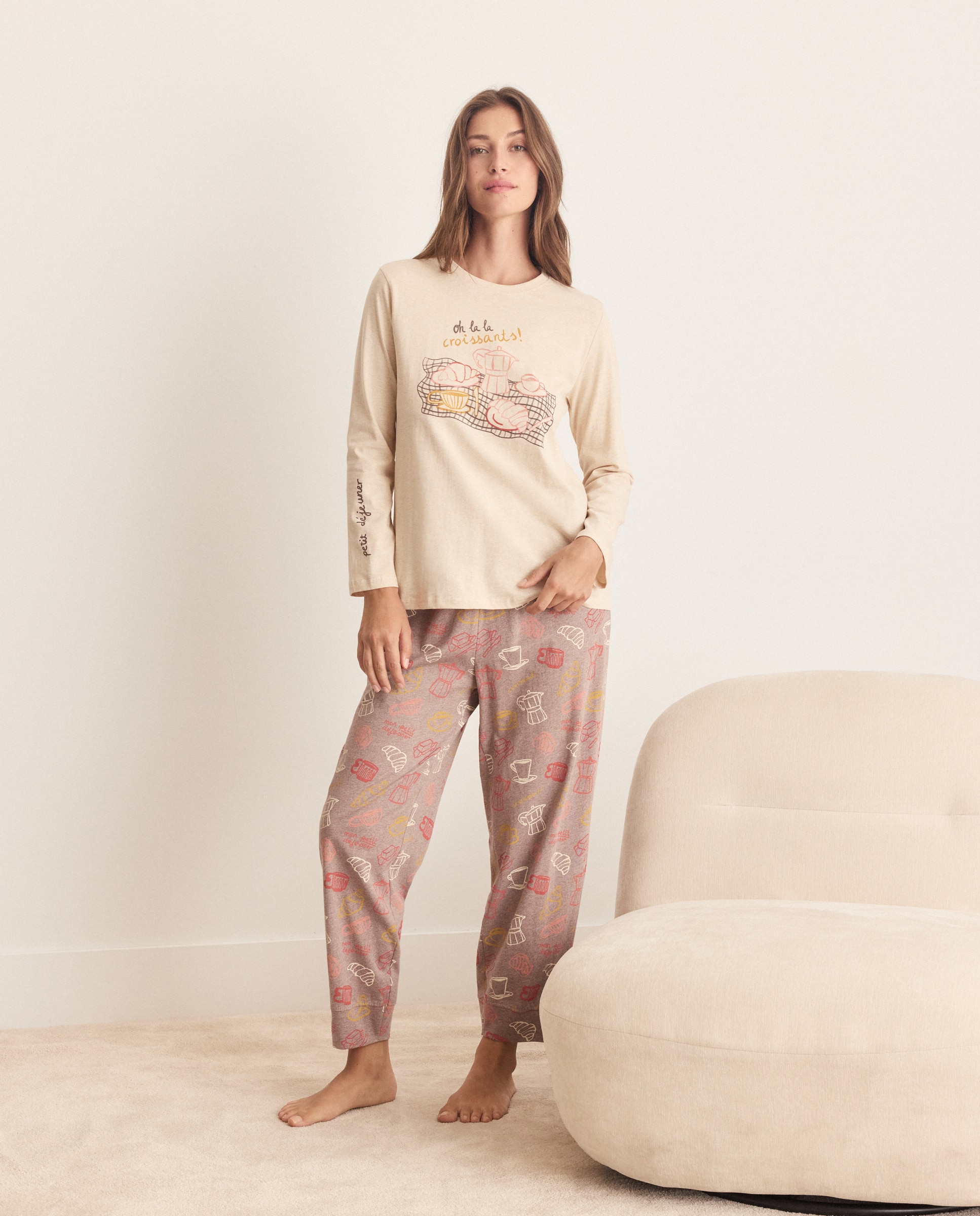 Pantalón de mujer jogger estampado - Énfasis - Marrón Marrón-1