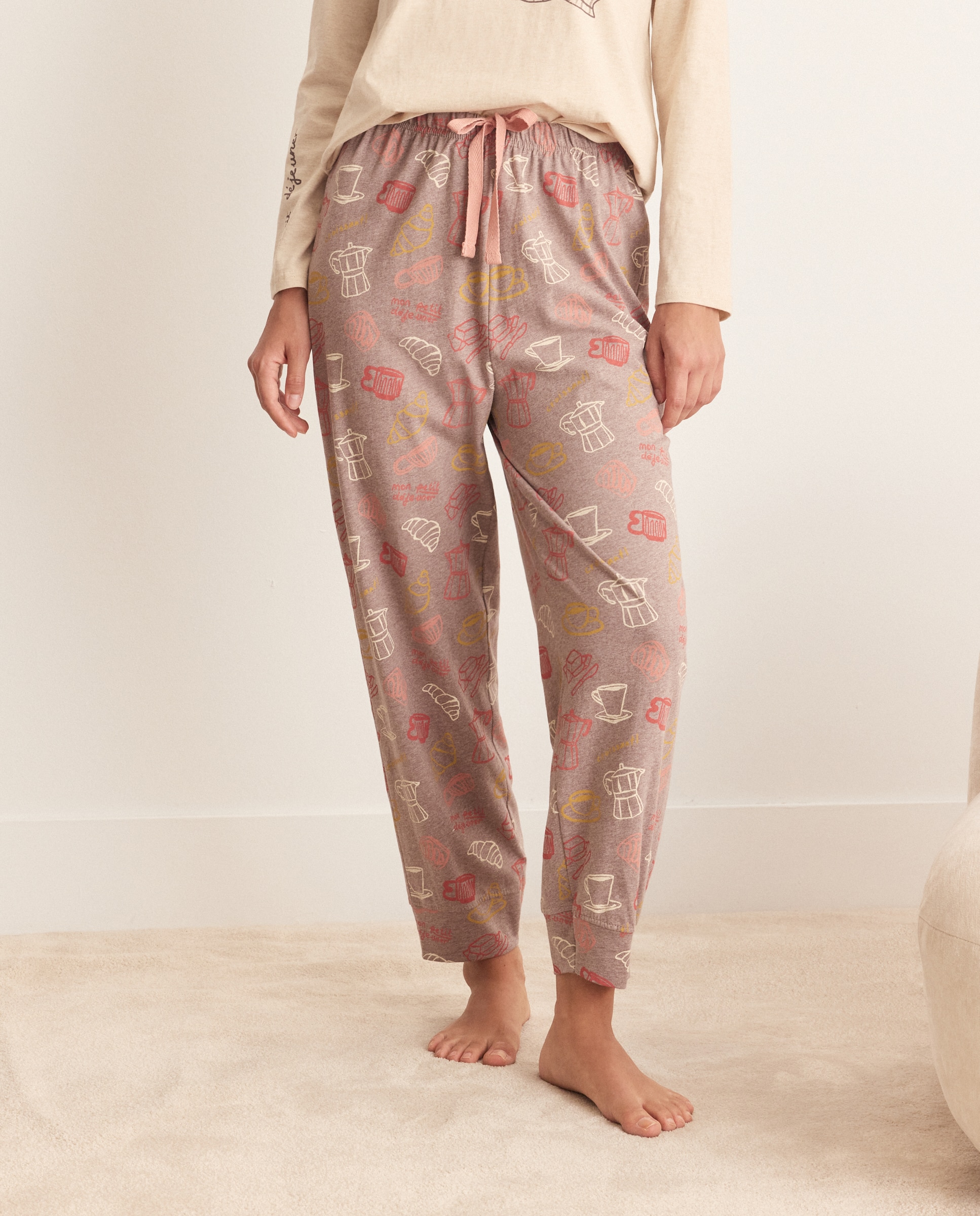 Pantalón de mujer jogger estampado - Énfasis - Marrón Marrón-2