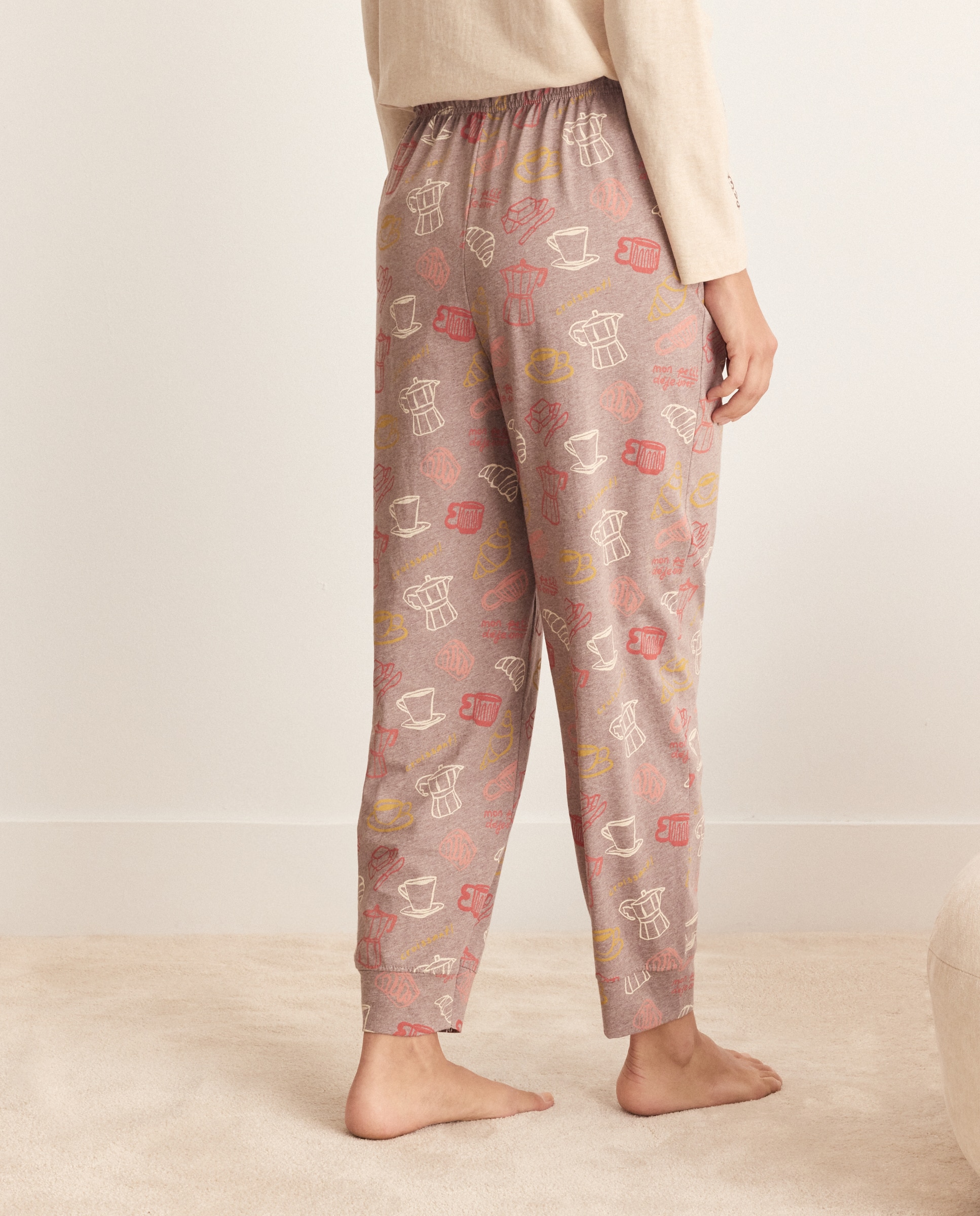 Pantalón de mujer jogger estampado - Énfasis - Marrón Marrón-3