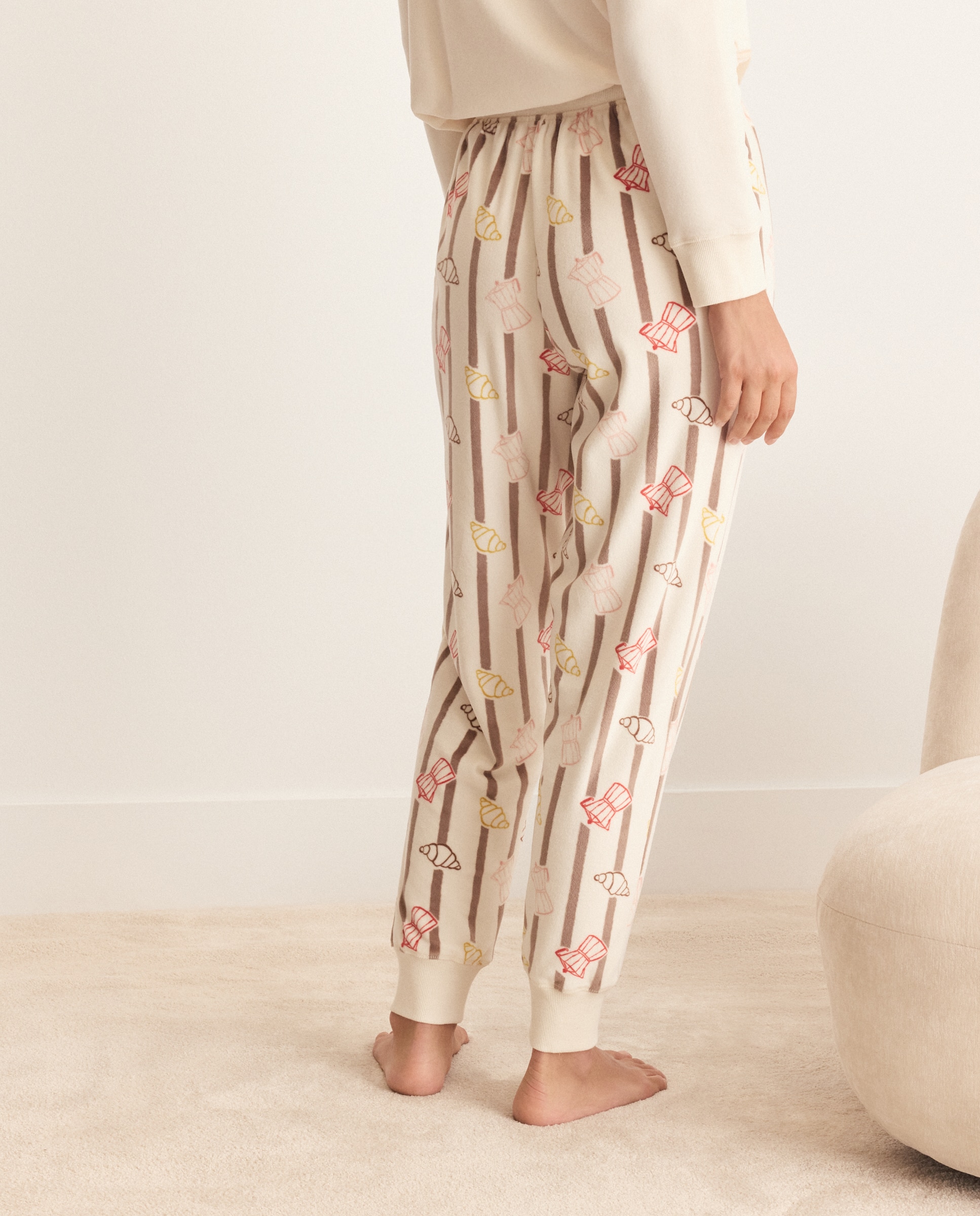 Pantalón de pijama estampado de mujer - Énfasis - Marrón Marrón-3