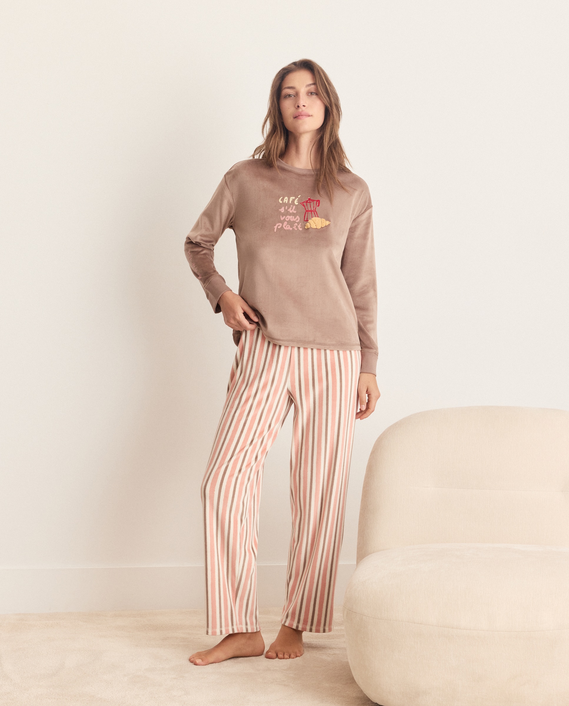 Imagen 0 de Pantalón de pijama estampado de mujer Rosa