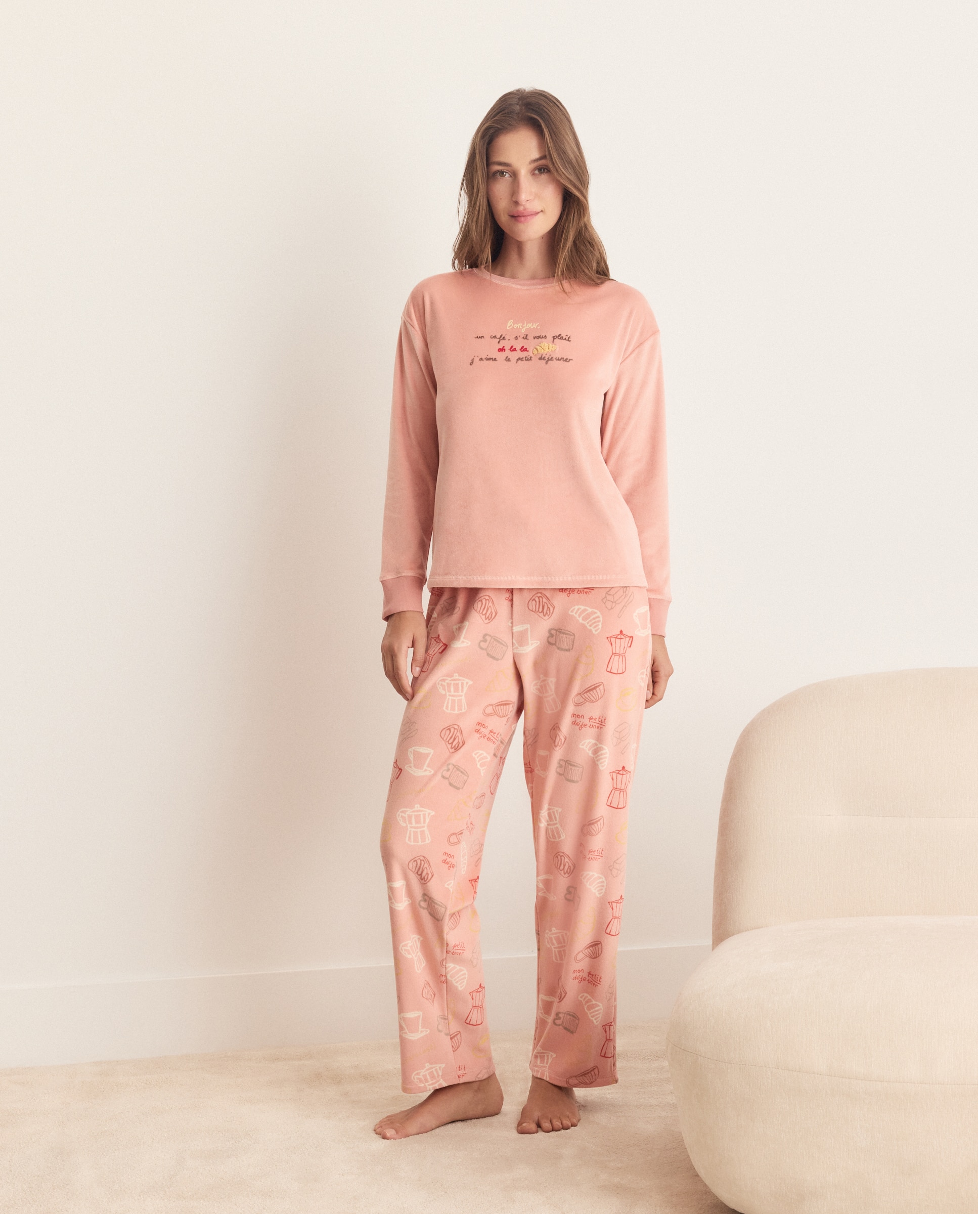 Imagen 0 de Pantalón de pijama estampado de mujer Rosa