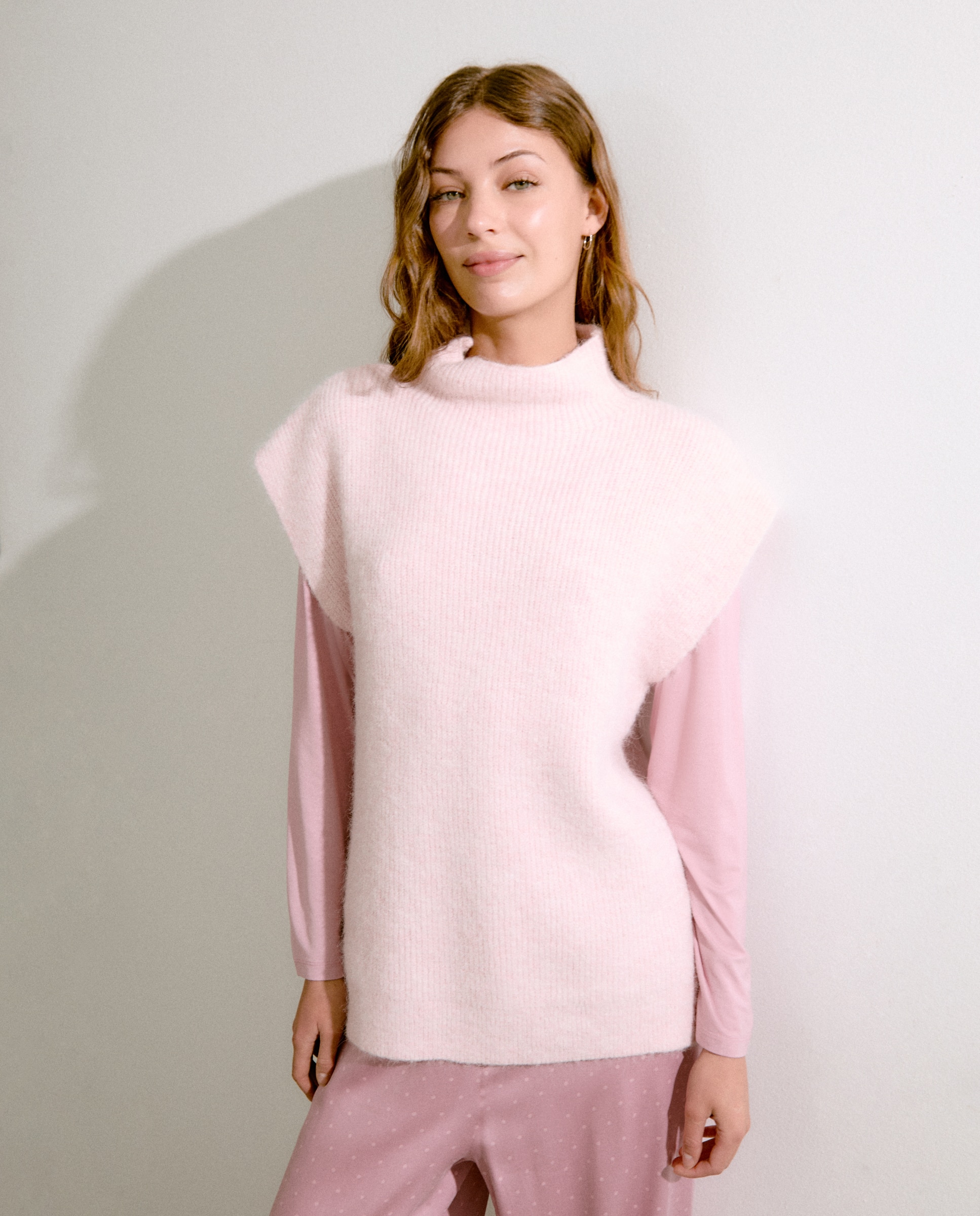 Colete de Gola Alta Rosa-claro-2