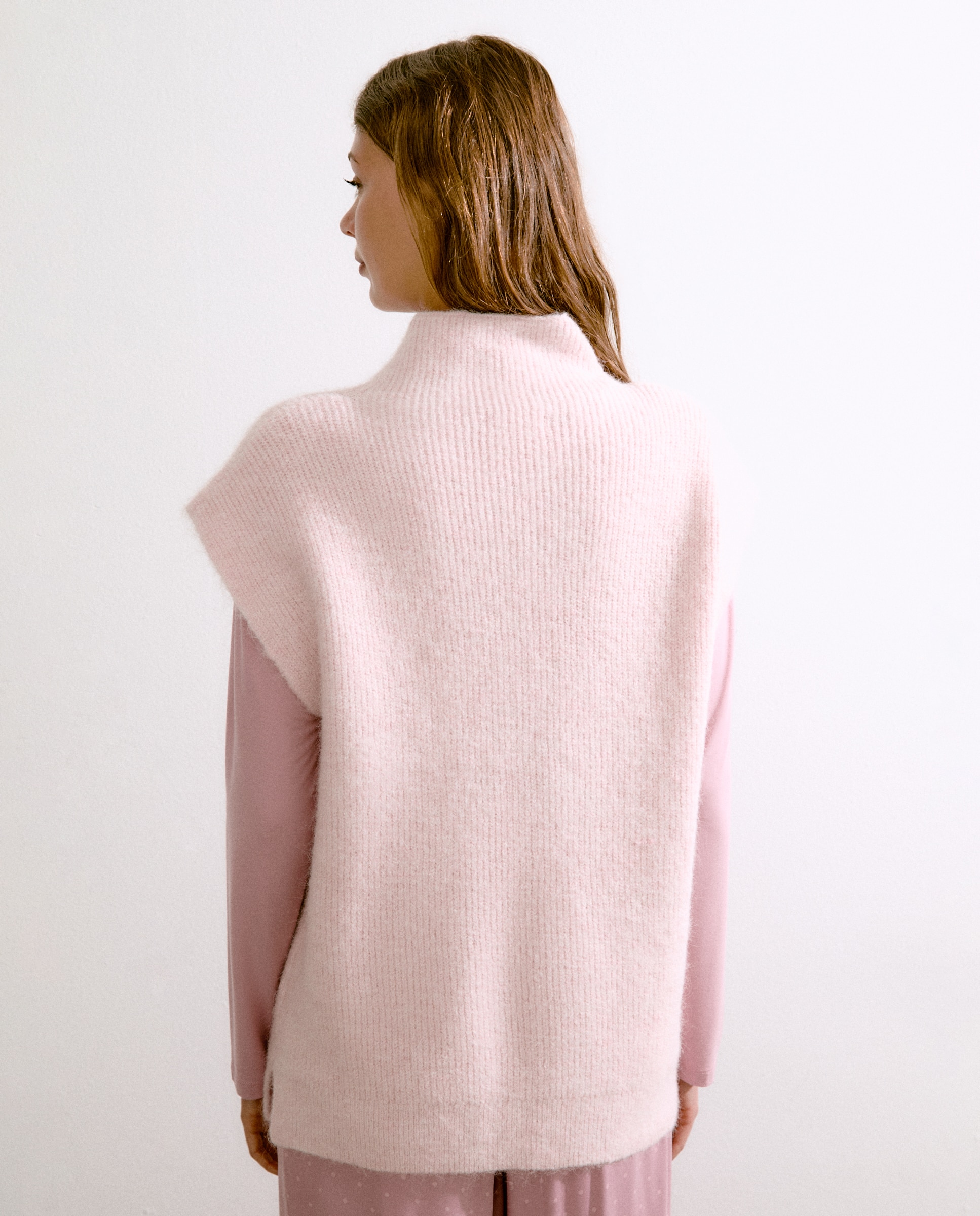 Colete de Gola Alta Rosa-claro-3
