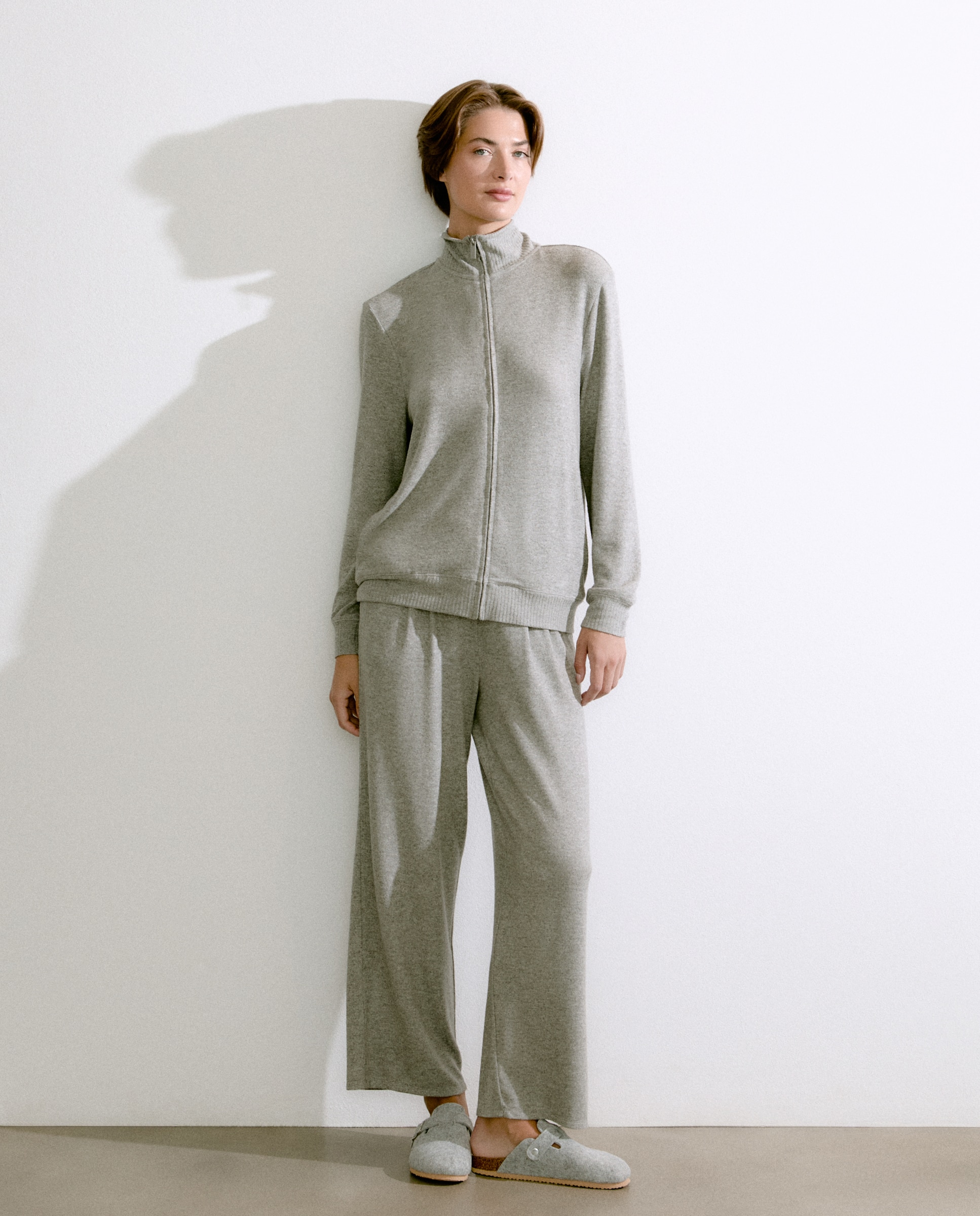 Sweatshirt com Fecho de Correr 820 Cinzento Médio-2