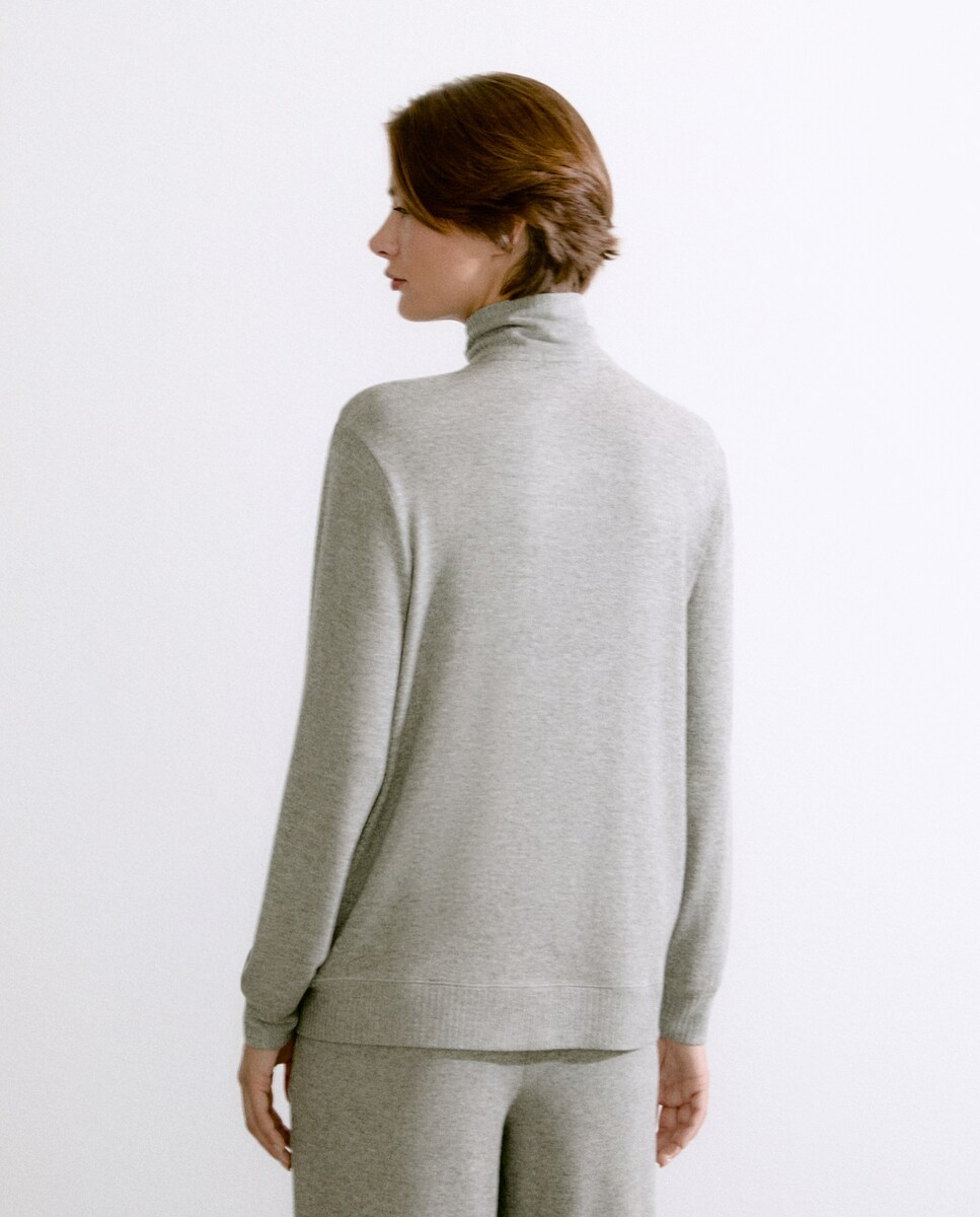 Sweatshirt com Fecho de Correr 820 Cinzento Médio-3