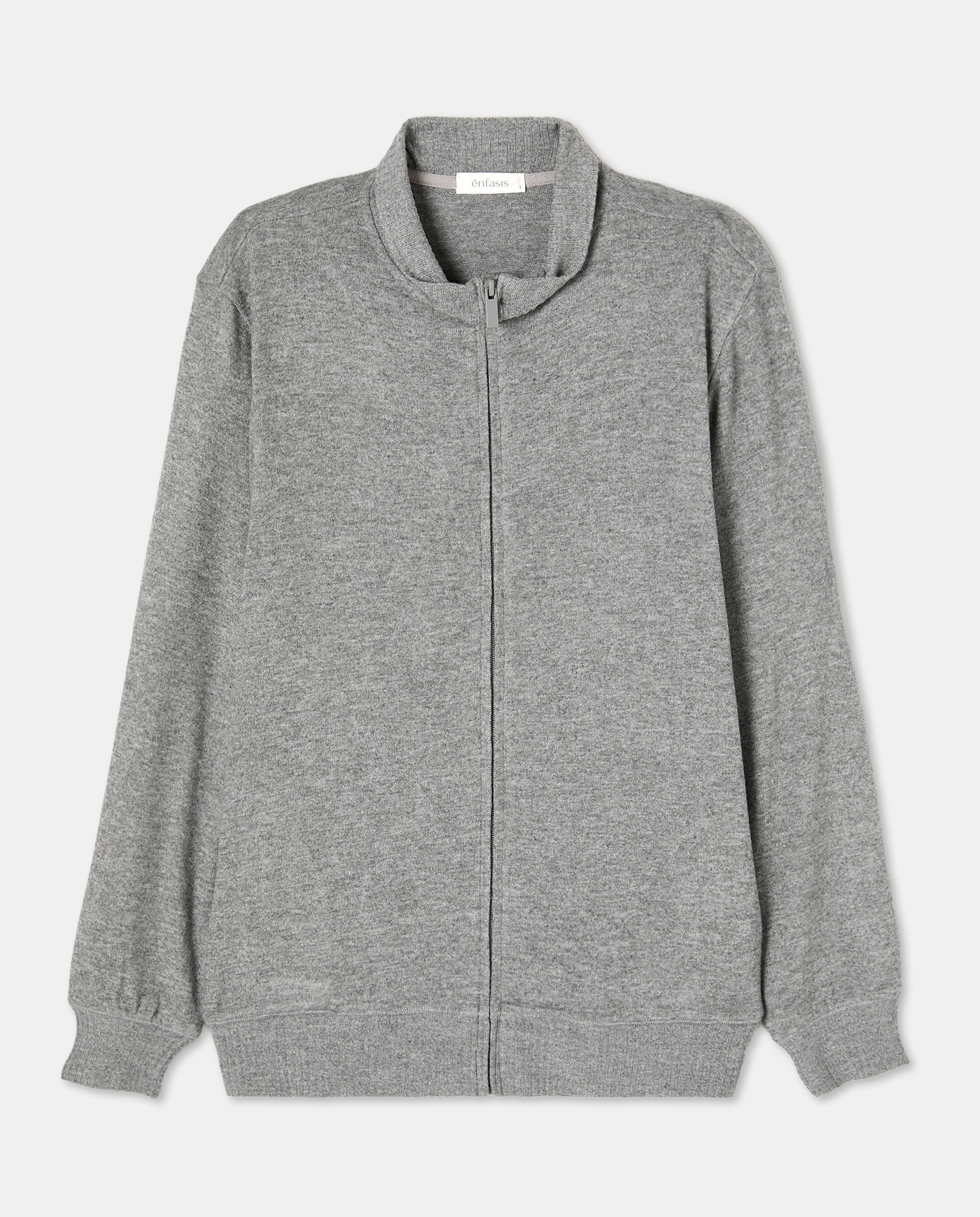 Sweatshirt com Fecho de Correr 820 Cinzento Médio-4