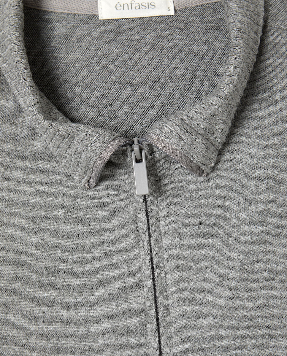 Sweatshirt com Fecho de Correr 820 Cinzento Médio-5