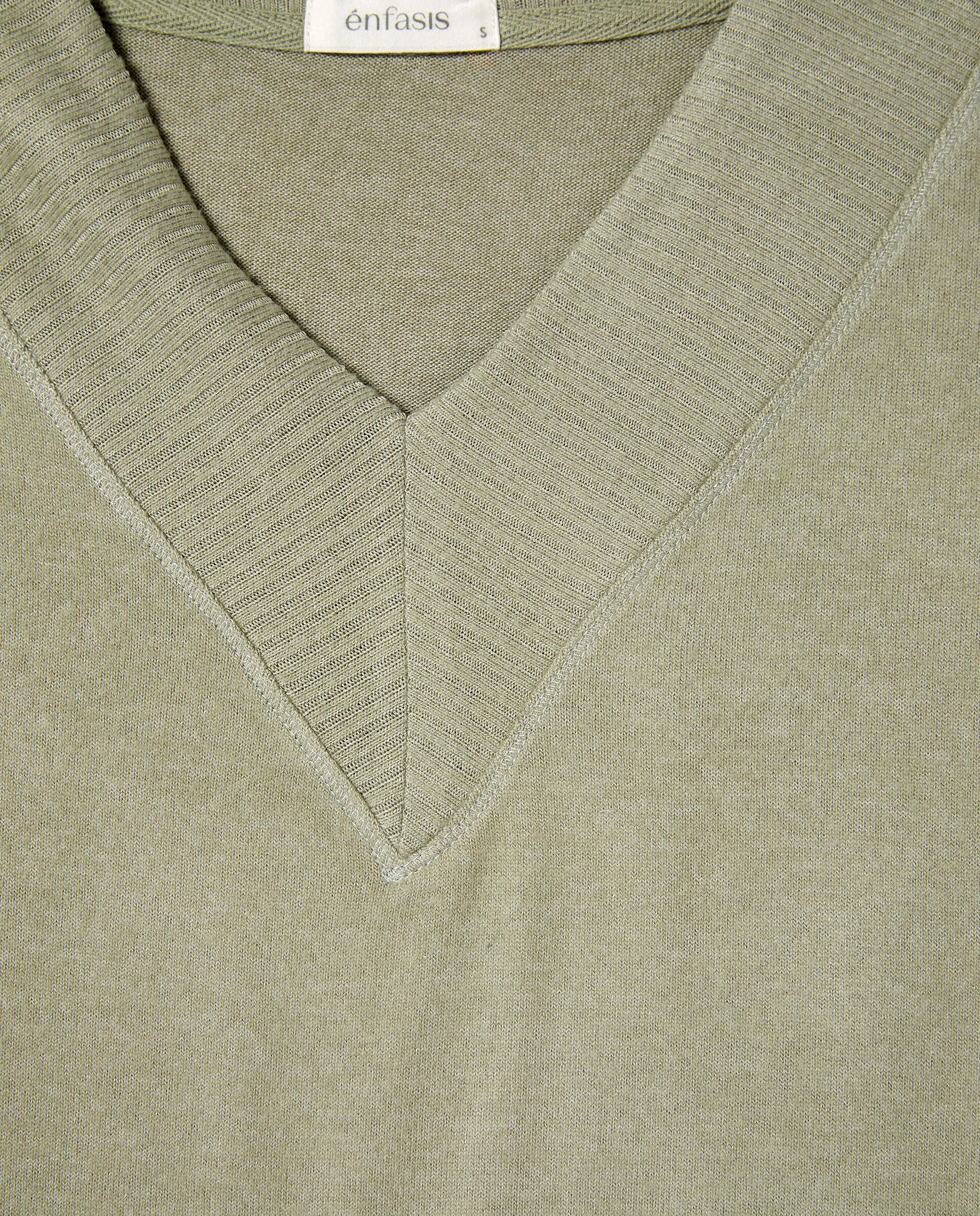 Camisola de malha com decote em bico 510 Verde Claro-5