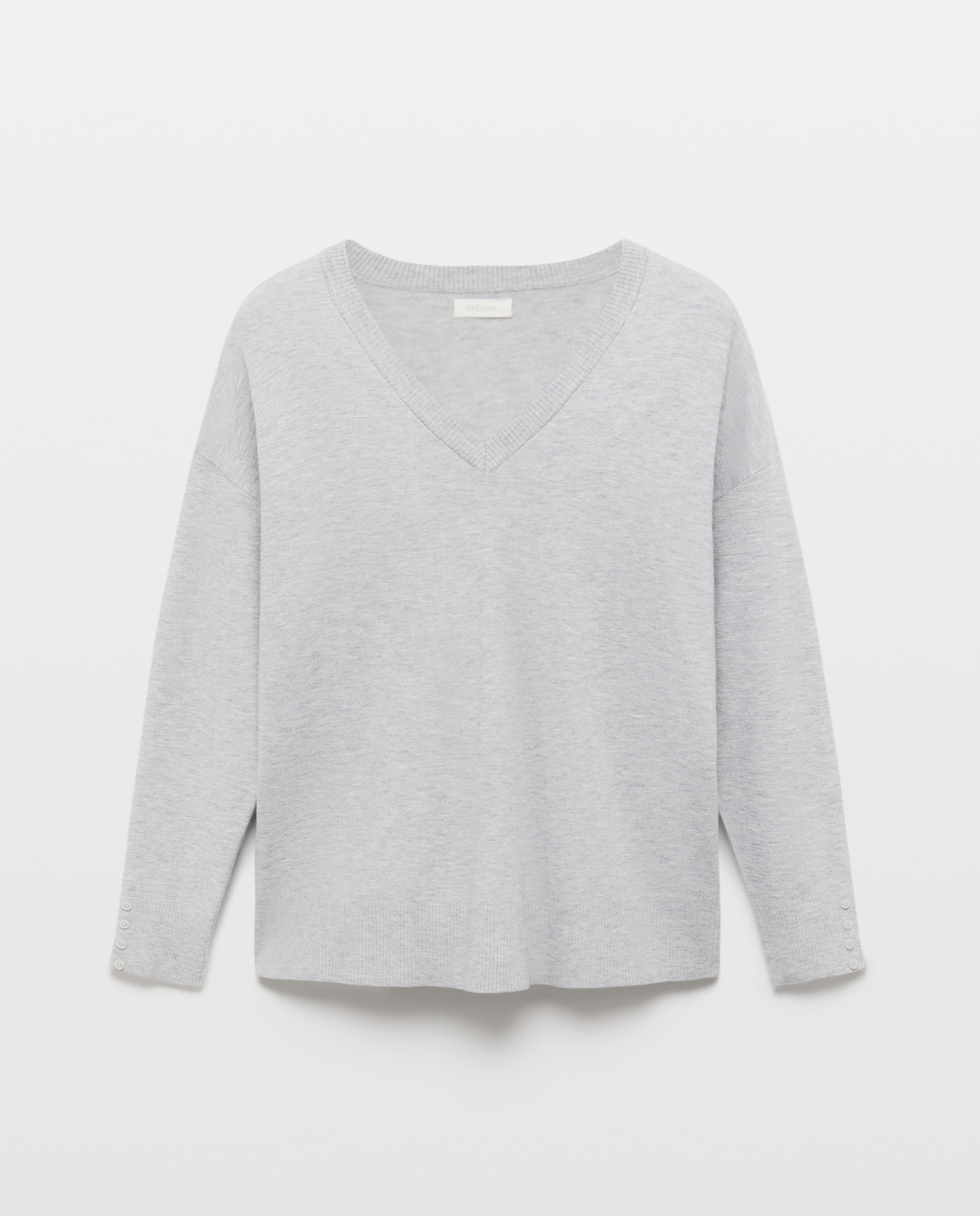 Camisola de malha de mulher com decote redondo 820 Cinzento Médio-4
