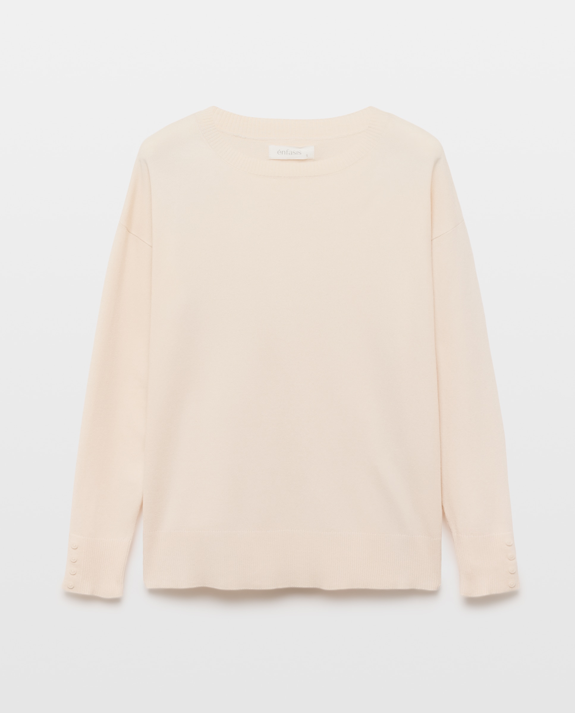 Camisola de malha de mulher com decote redondo 120 Cru-4