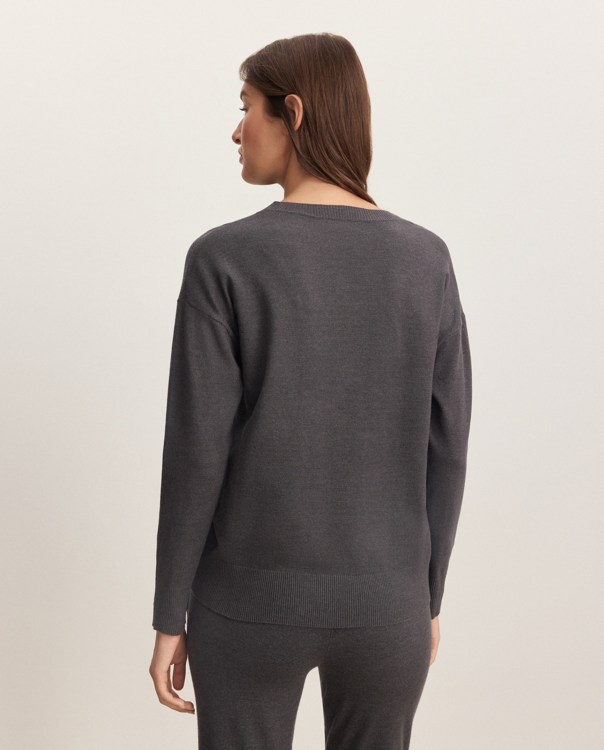 Camisola de malha de mulher com decote redondo 830 Antracite-3