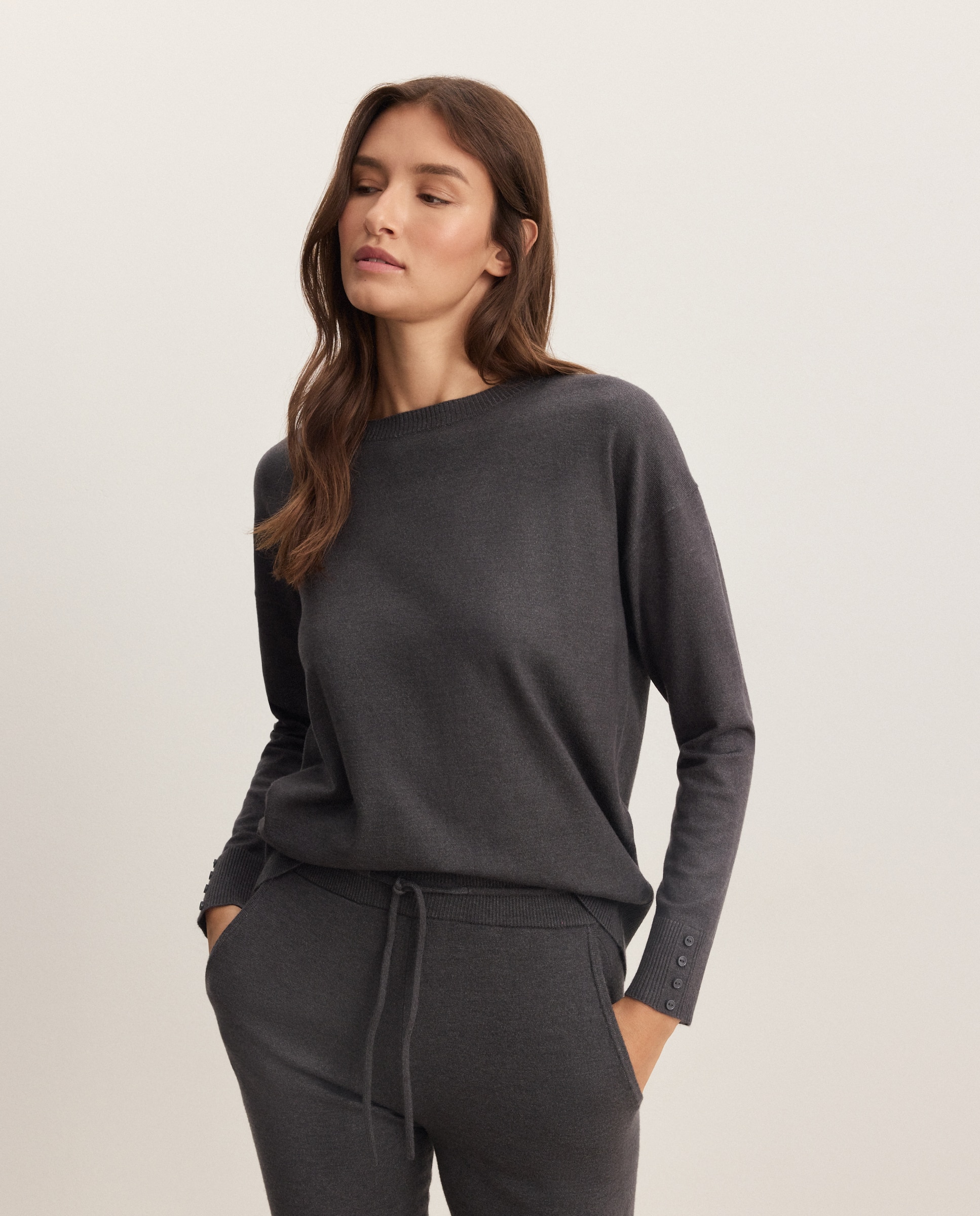 Camisola de malha de mulher com decote redondo 830 Antracite-4