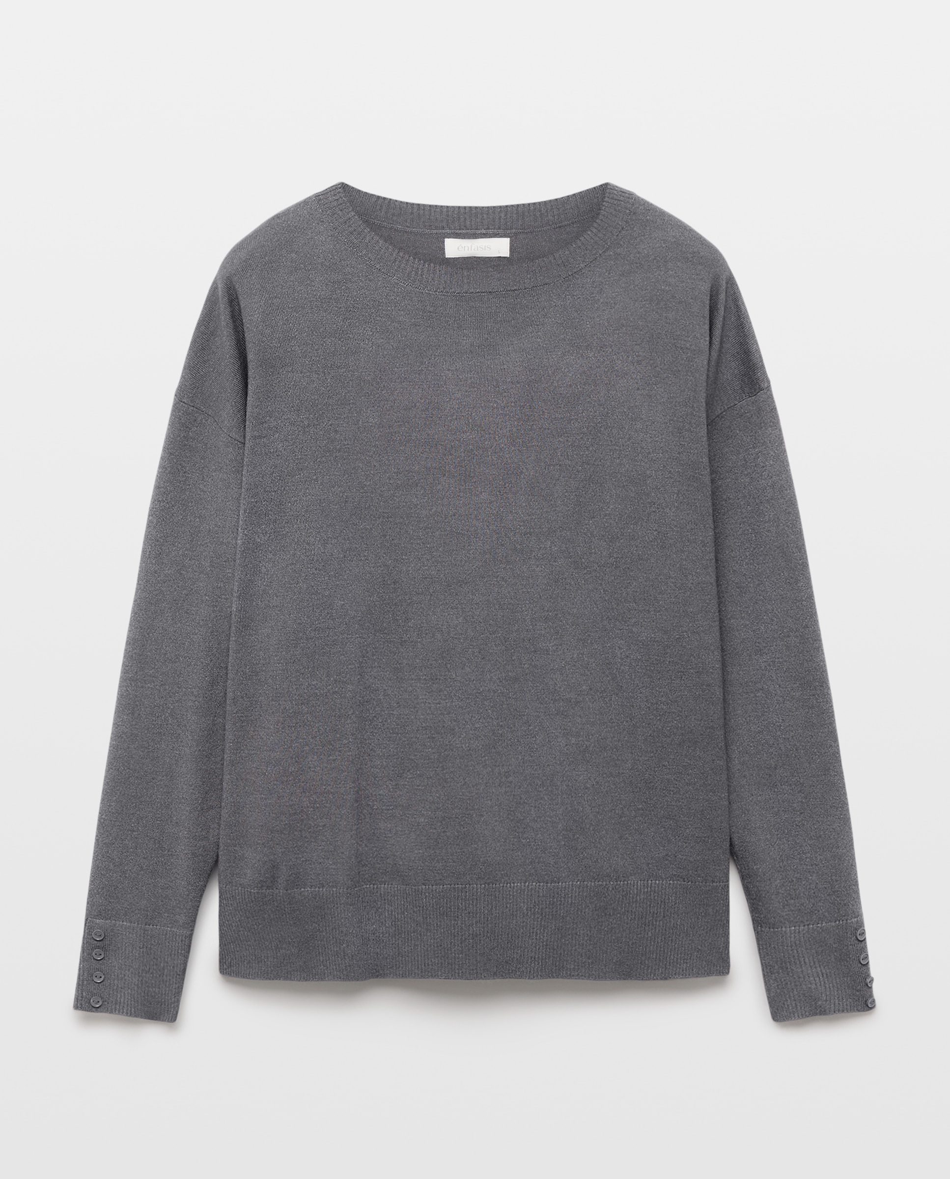 Camisola de malha de mulher com decote redondo 830 Antracite-5
