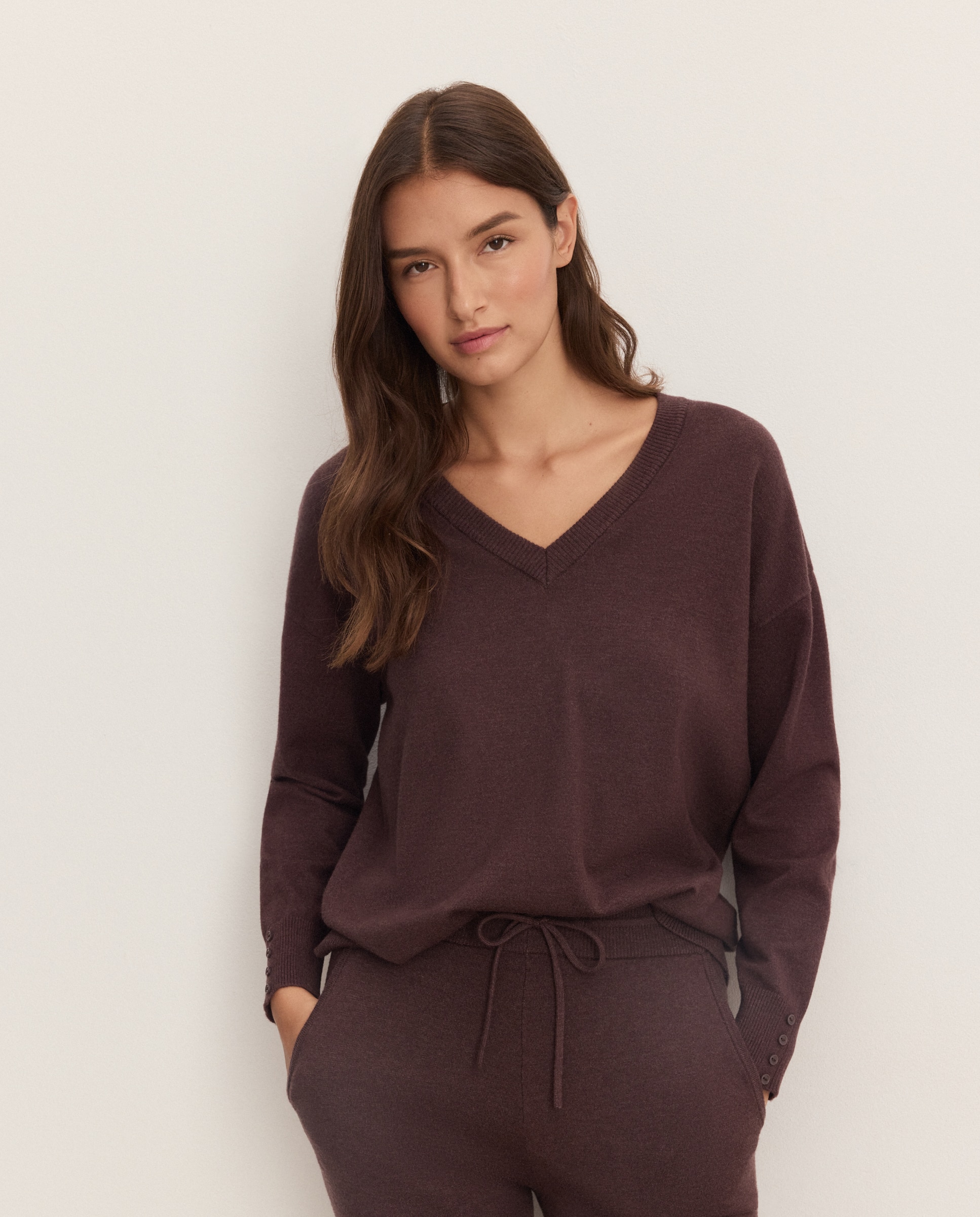 Imagen 1 de Jersey de mujer de cuello redondo - Énfasis - Marrón Marrón
