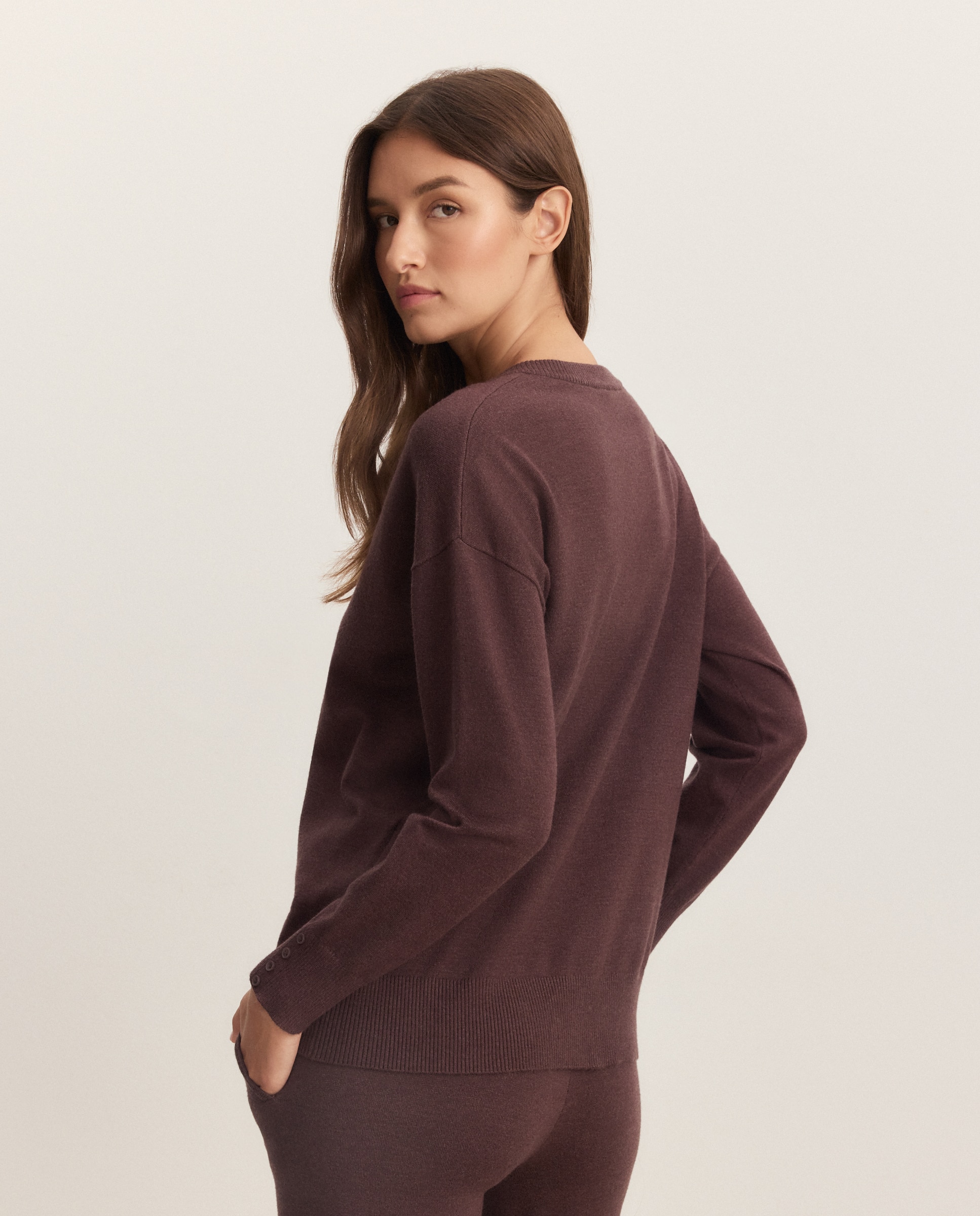 Imagen 3 de Jersey de mujer de cuello redondo - Énfasis - Marrón Marrón