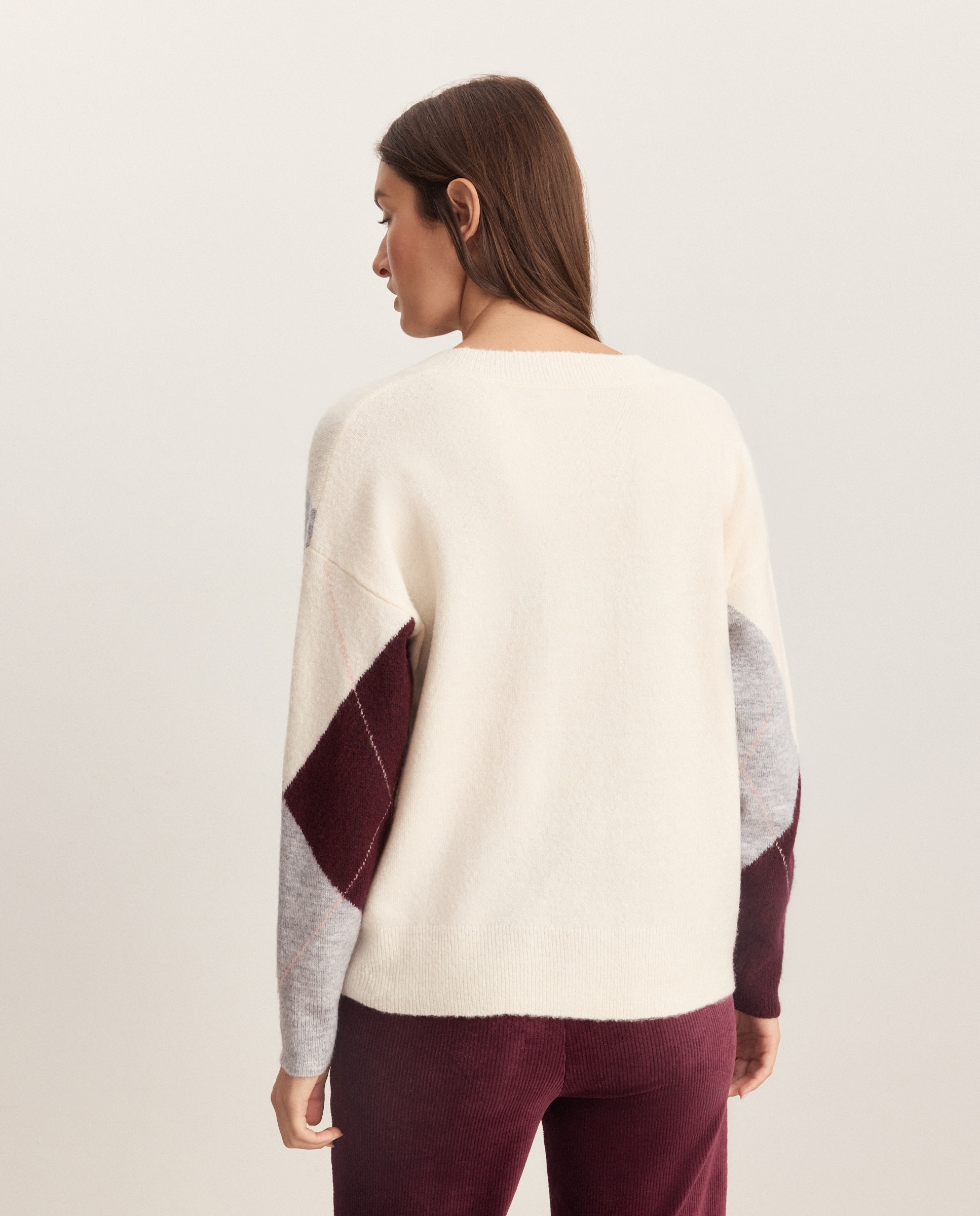 Camisola de Malha com Losangos 120 Cru-3