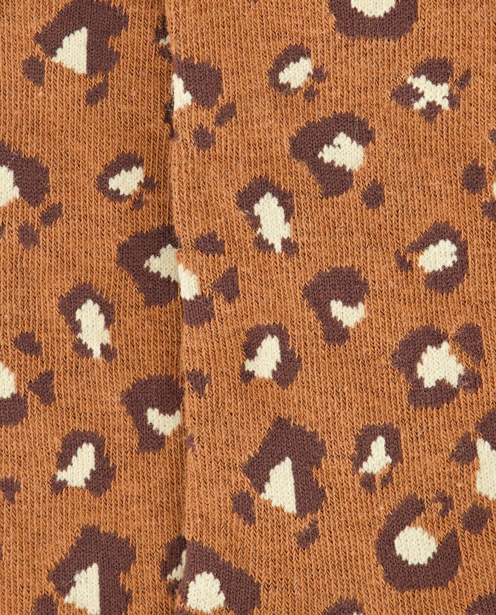 Meias com Animal Print de Leopardo Toffee-2