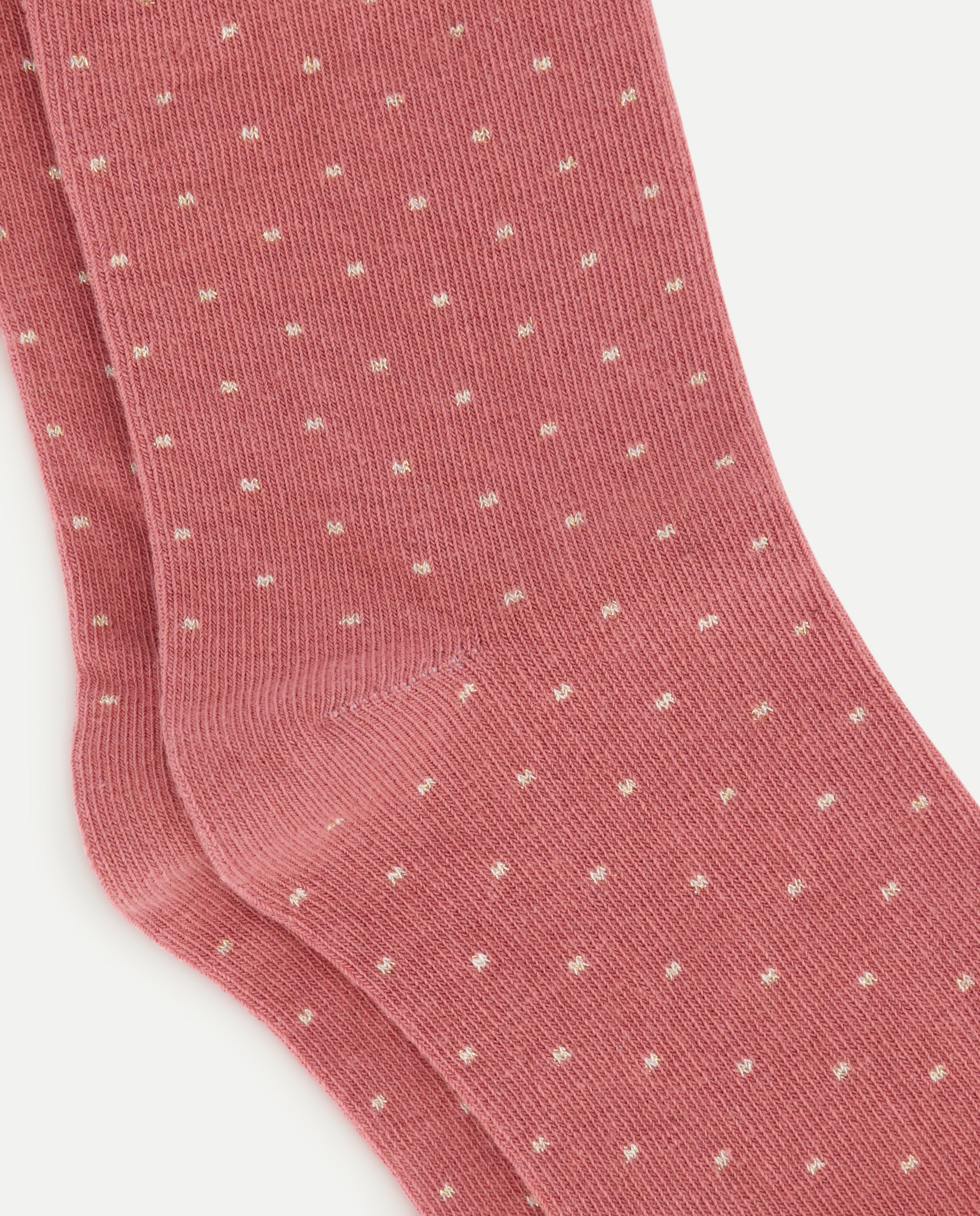 Meias Médias de Algodão às Bolinhas Rosa-2