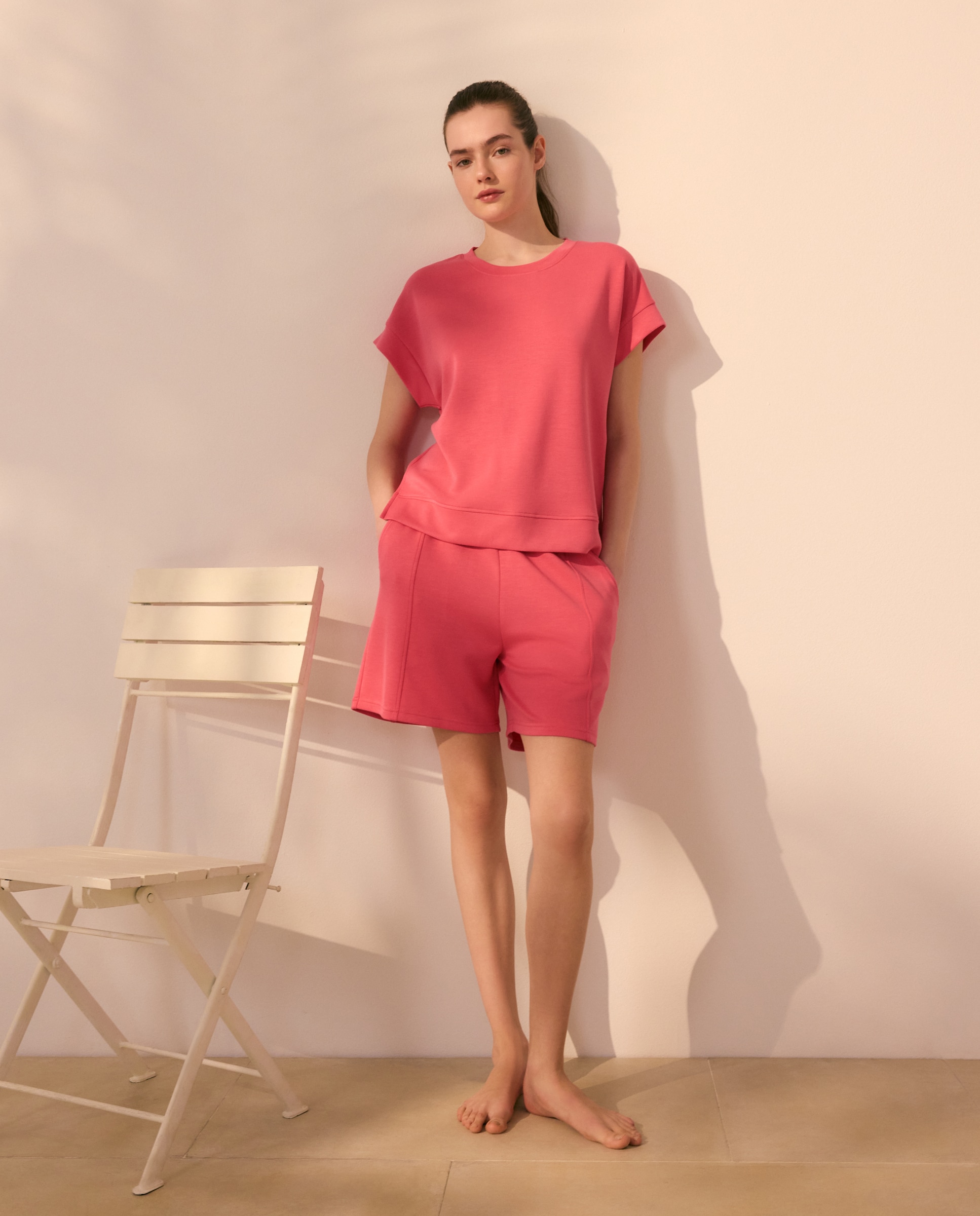 Conjunto de Calções e T-shirt de Manga Curta 200 Rosa-2
