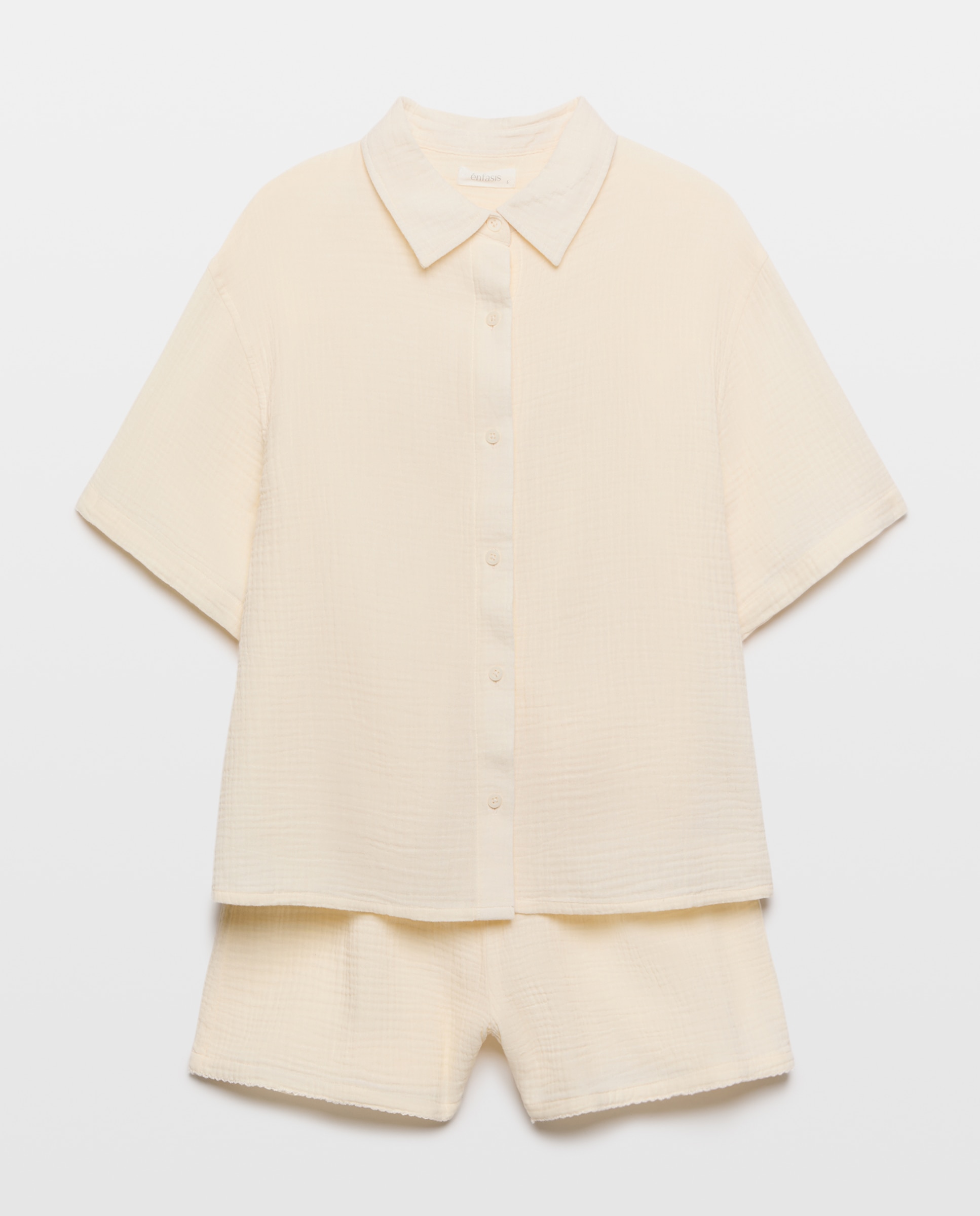 Conjunto de Camisa com Botões e Calções 120 Cru-3