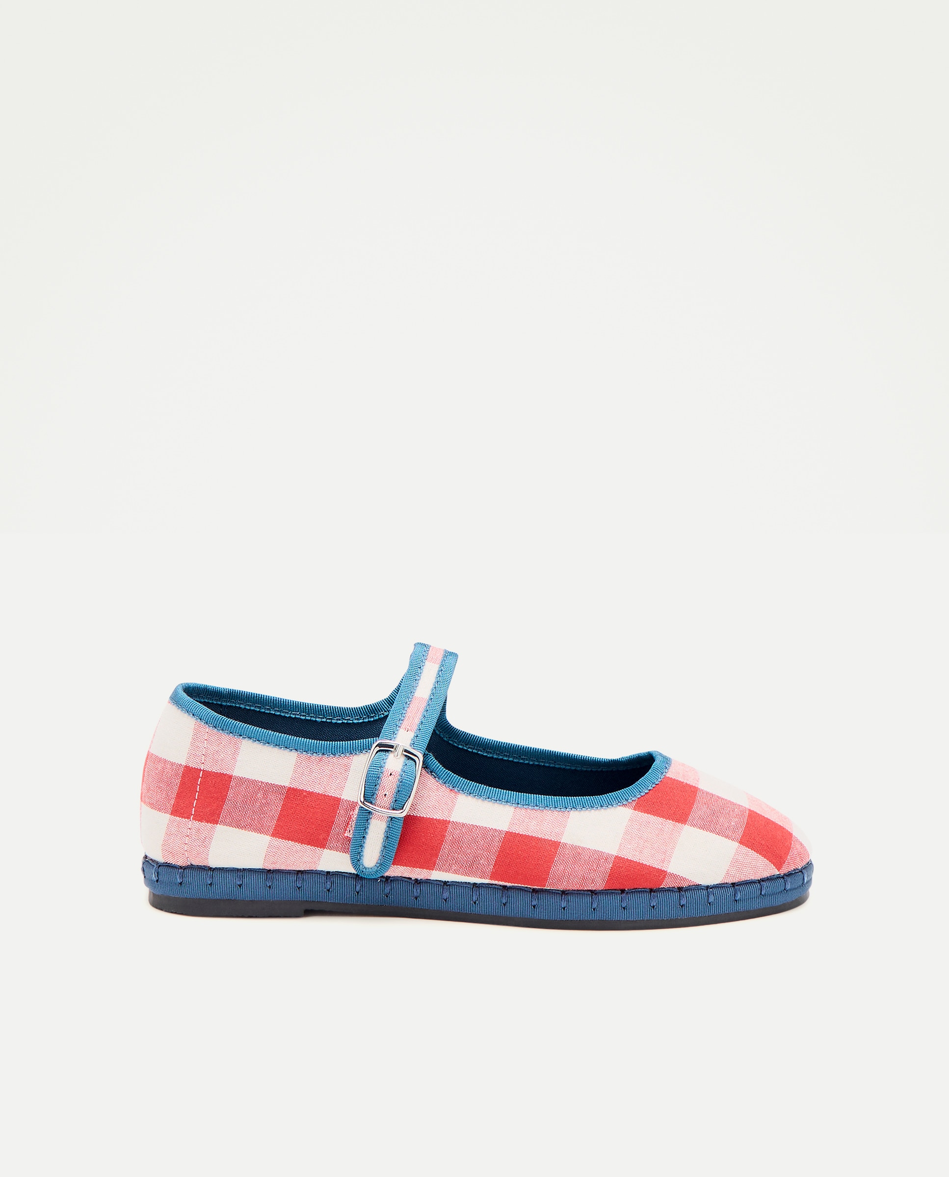 Sapatos de Presilha aos Quadrados Vichy Vermelho-1