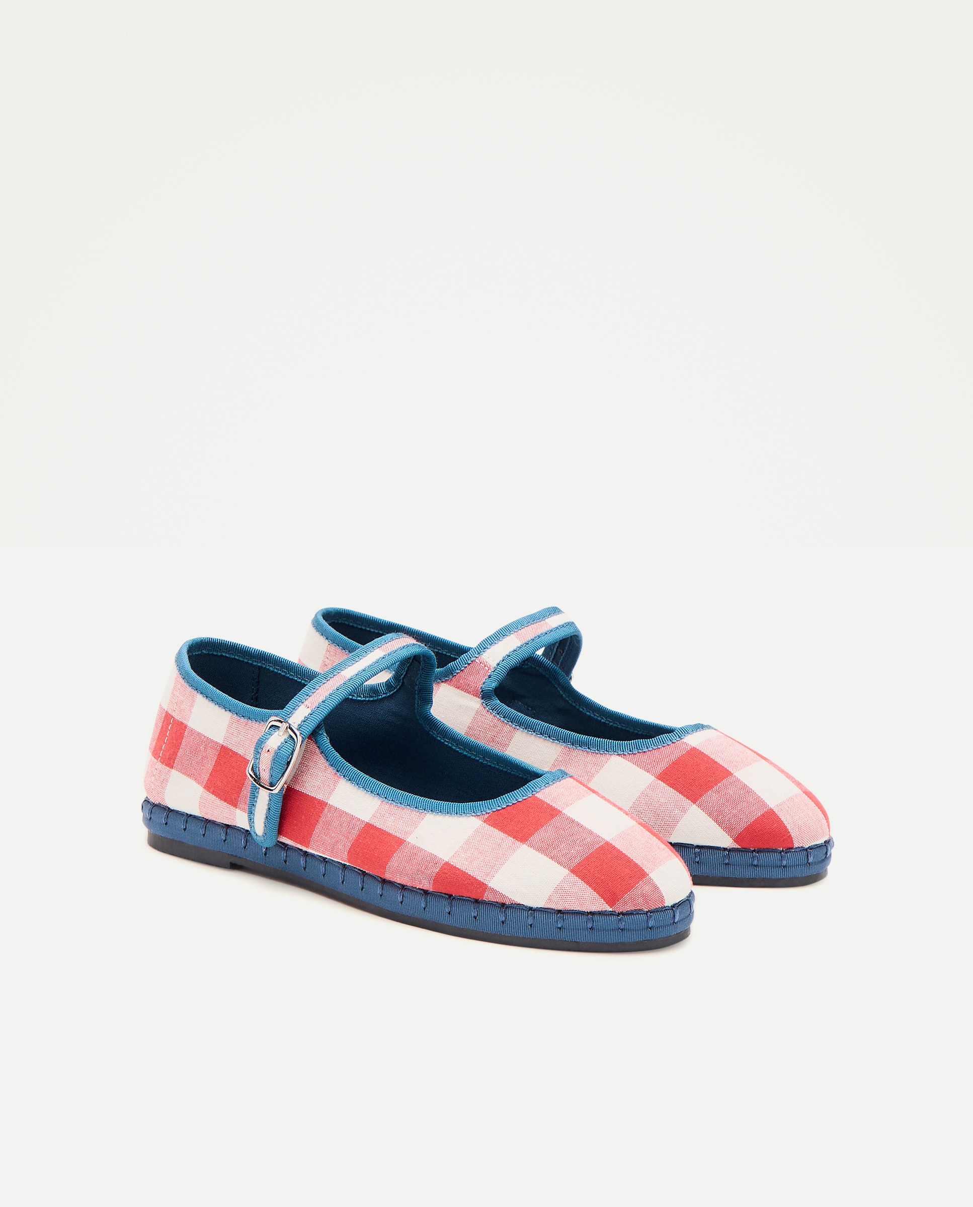 Sapatos de Presilha aos Quadrados Vichy Vermelho-2