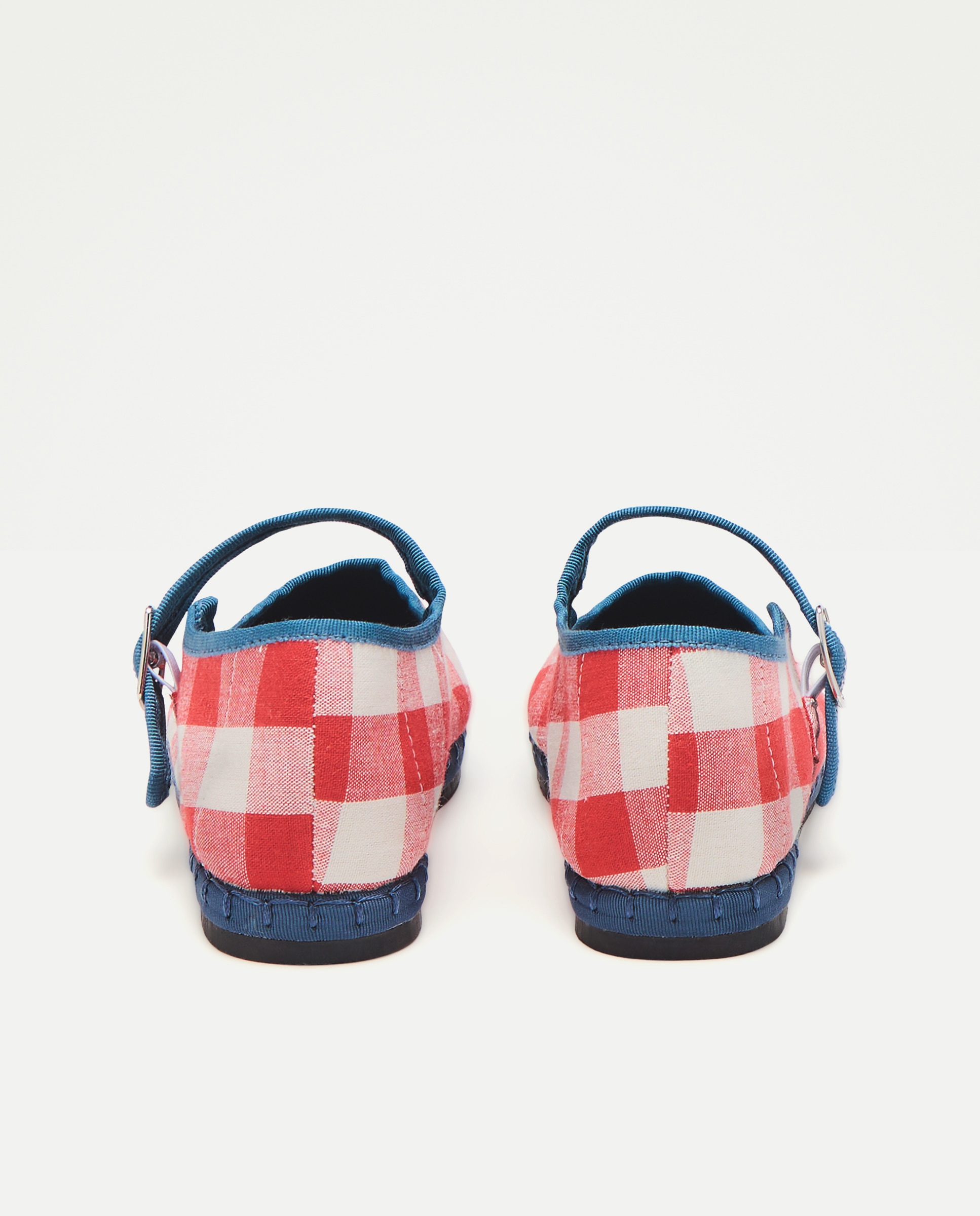 Sapatos de Presilha aos Quadrados Vichy Vermelho-3