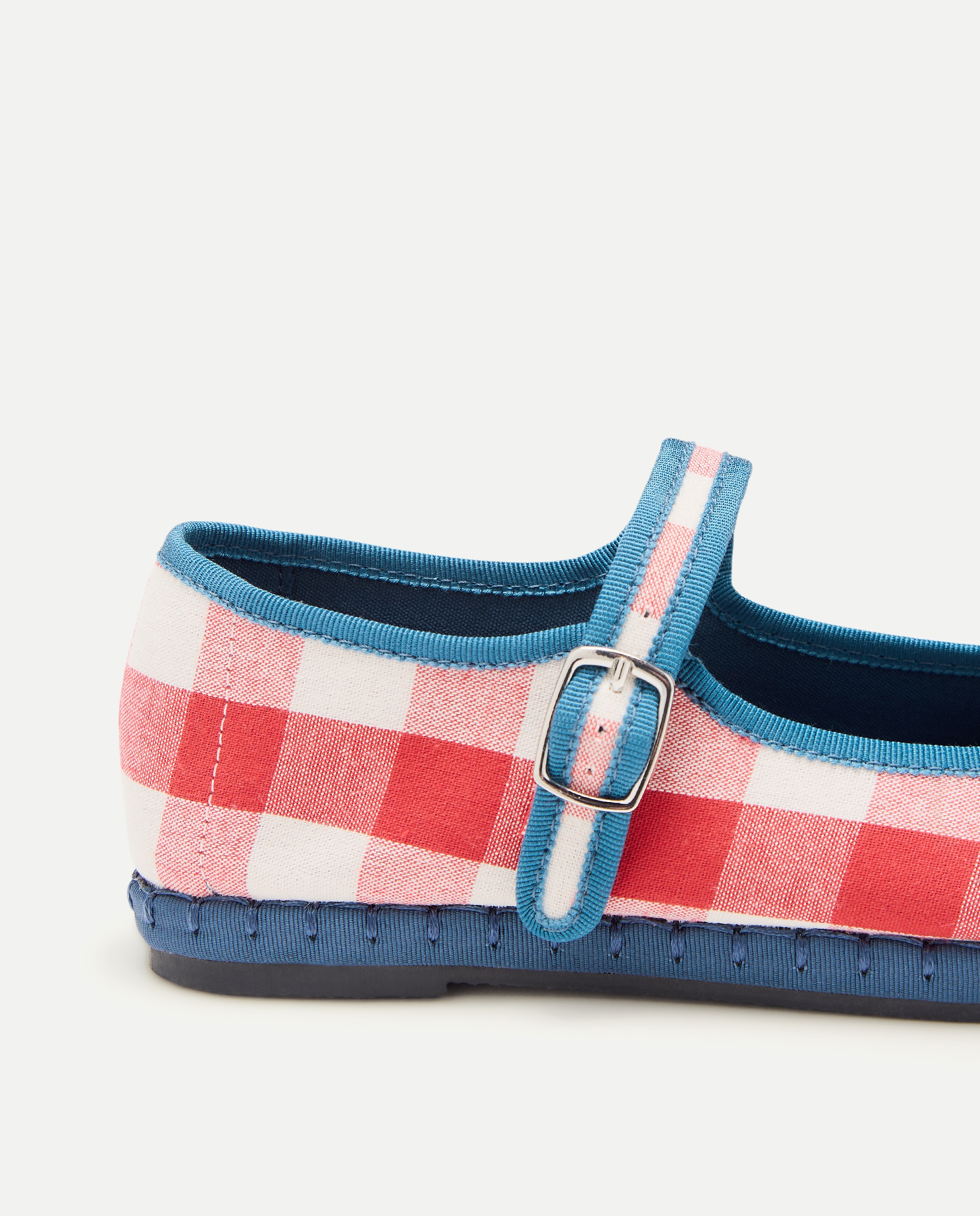 Sapatos de Presilha aos Quadrados Vichy Vermelho-5