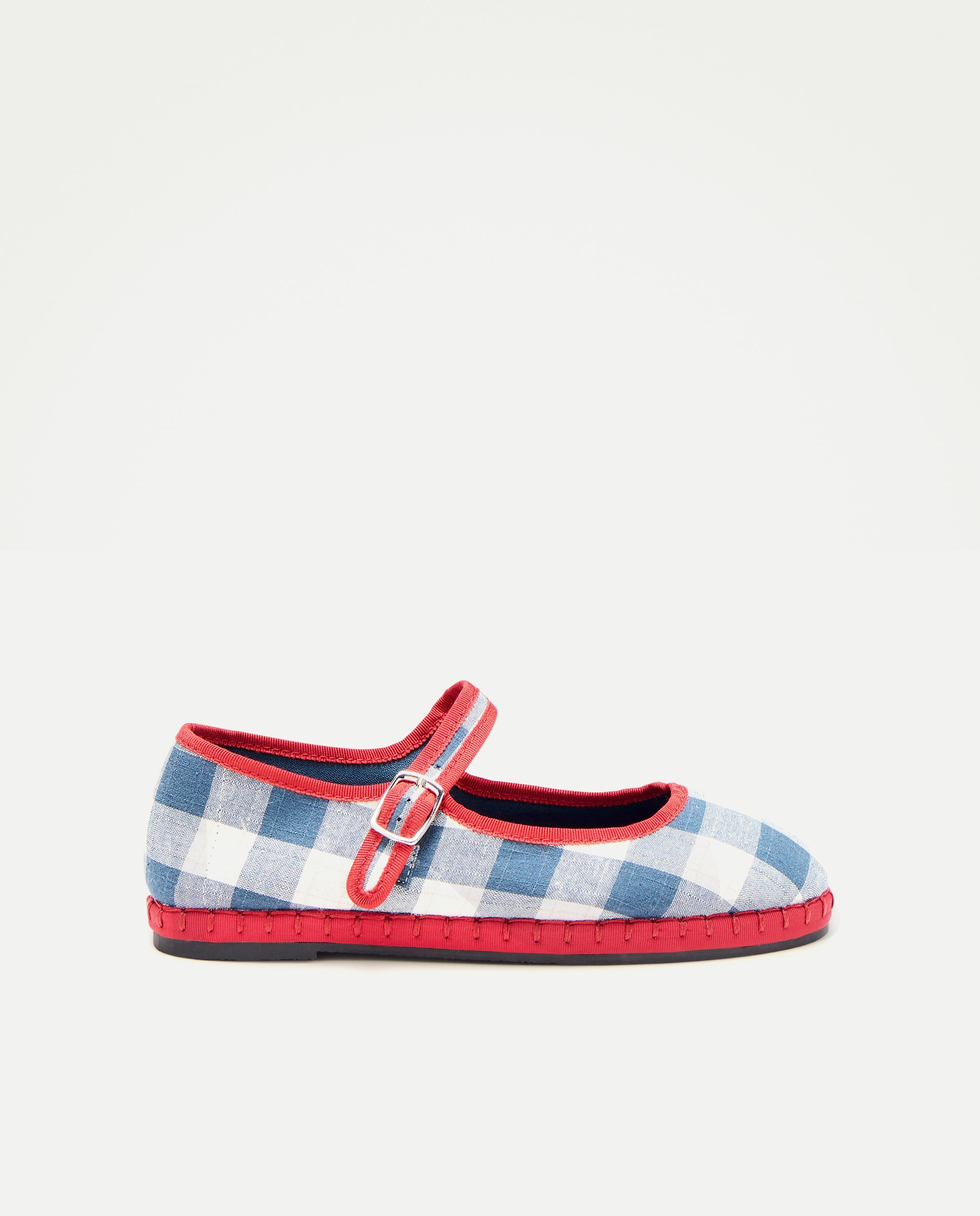 Sapatos de Presilha aos Quadrados Vichy Azul-1