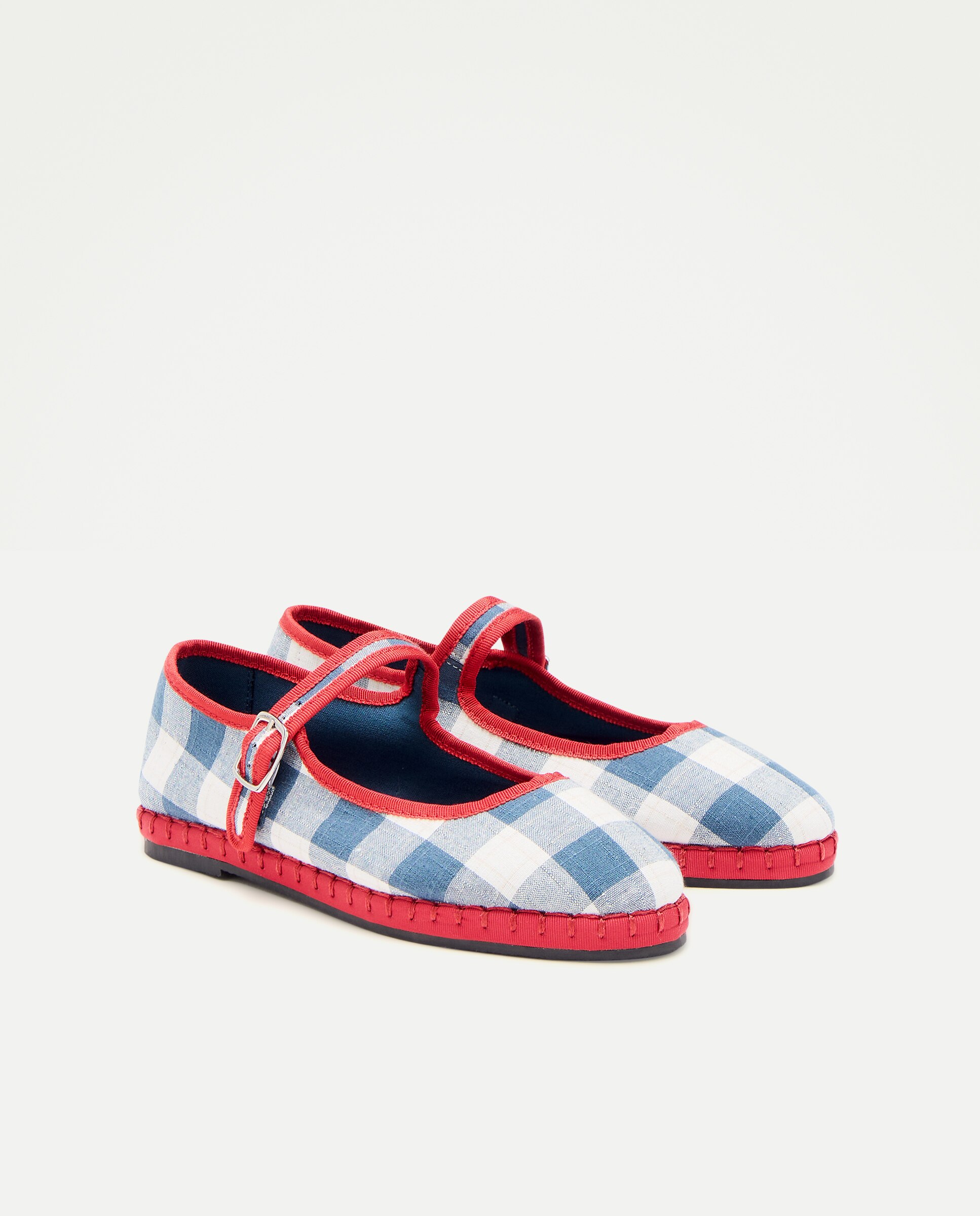 Sapatos de Presilha aos Quadrados Vichy Azul-2