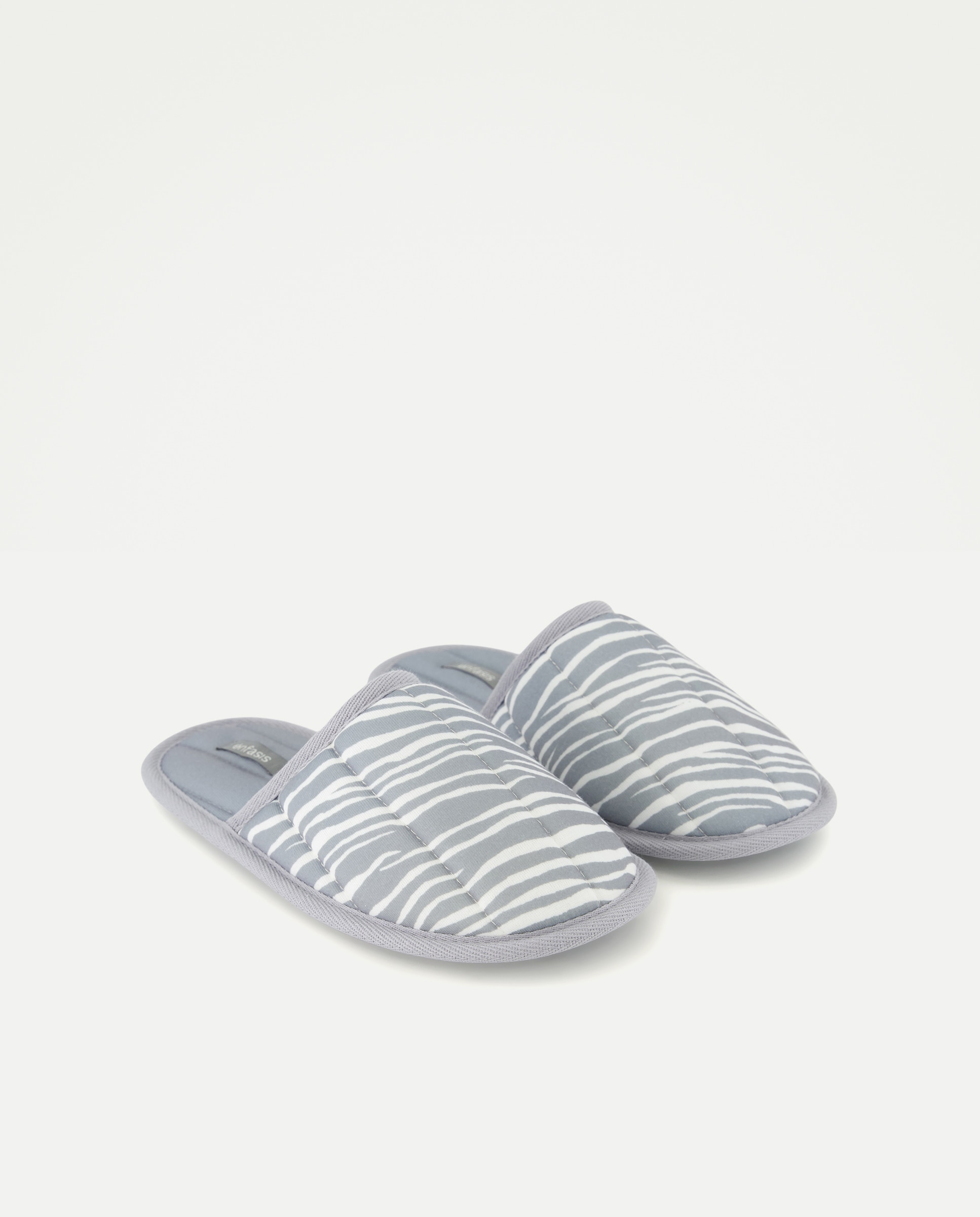 Chinelos com Animal Print de Zebra Cinzento-2