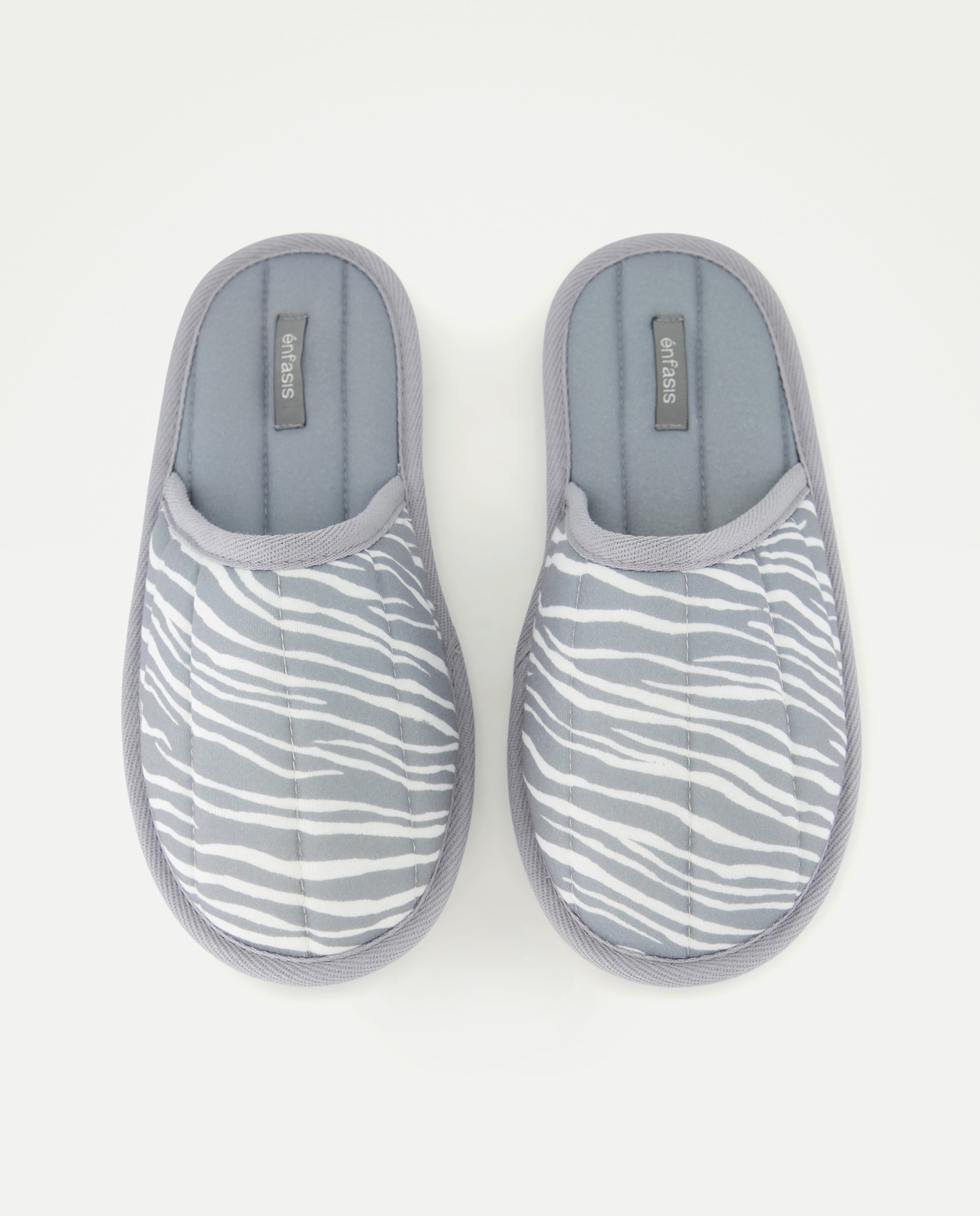 Chinelos com Animal Print de Zebra Cinzento-4