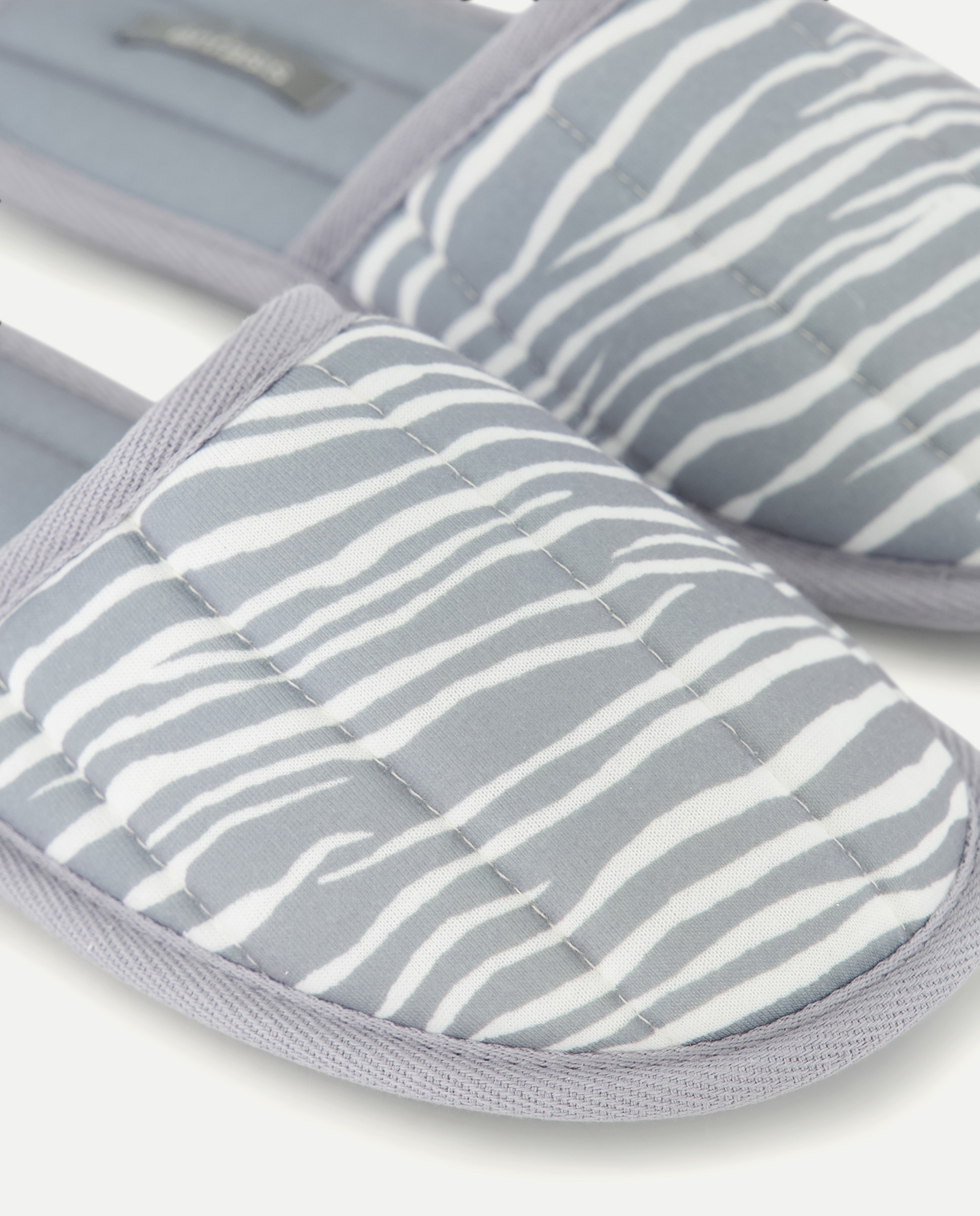 Chinelos com Animal Print de Zebra Cinzento-5