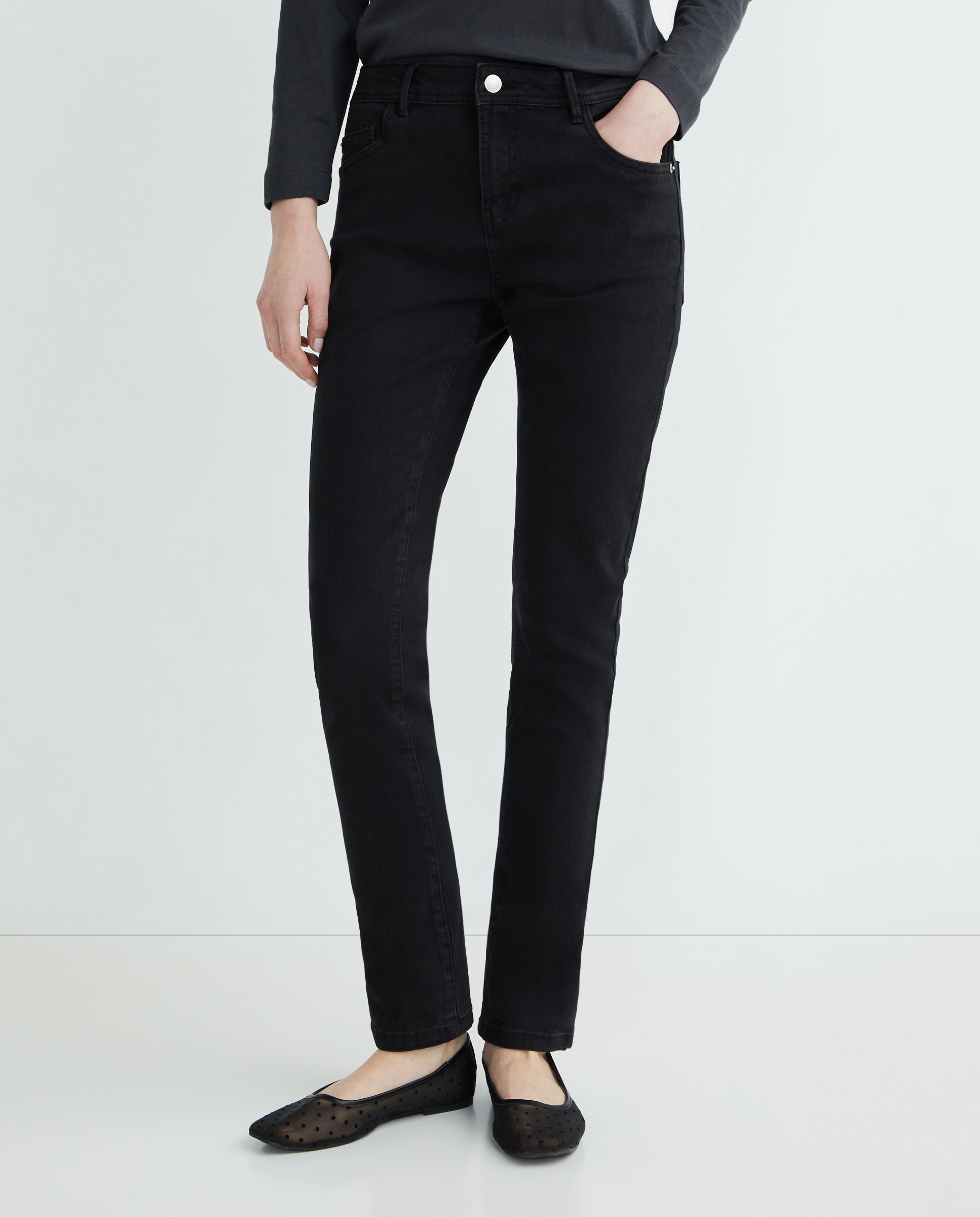 Pantalón denim mujer recto Negro-2