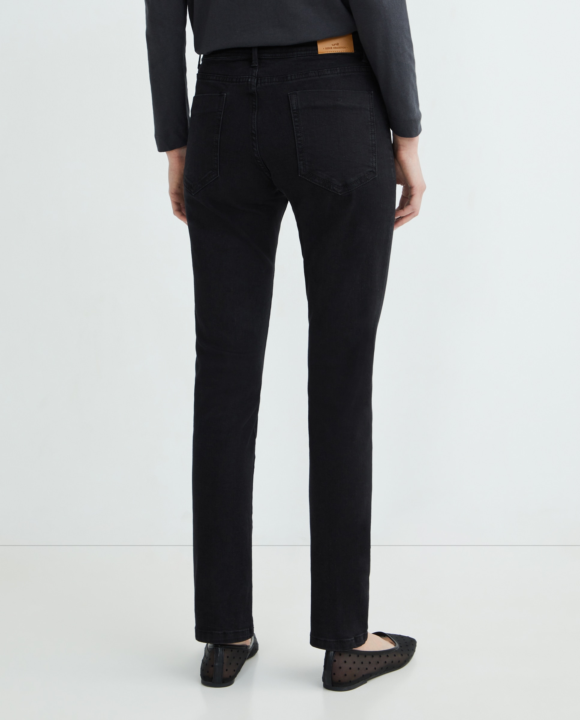 Pantalón denim mujer recto Negro-3