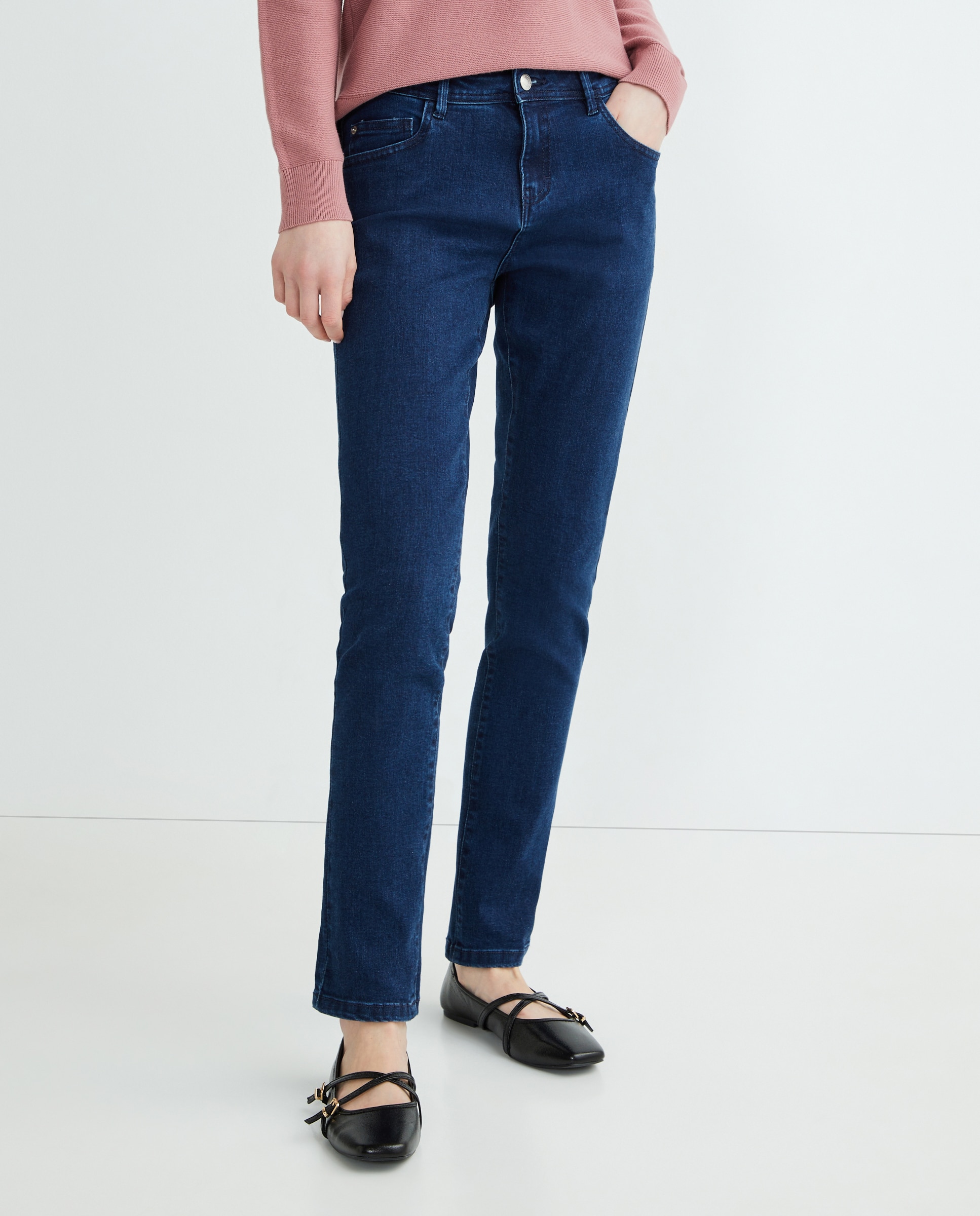 Pantalón denim mujer recto Azul oscuro-2