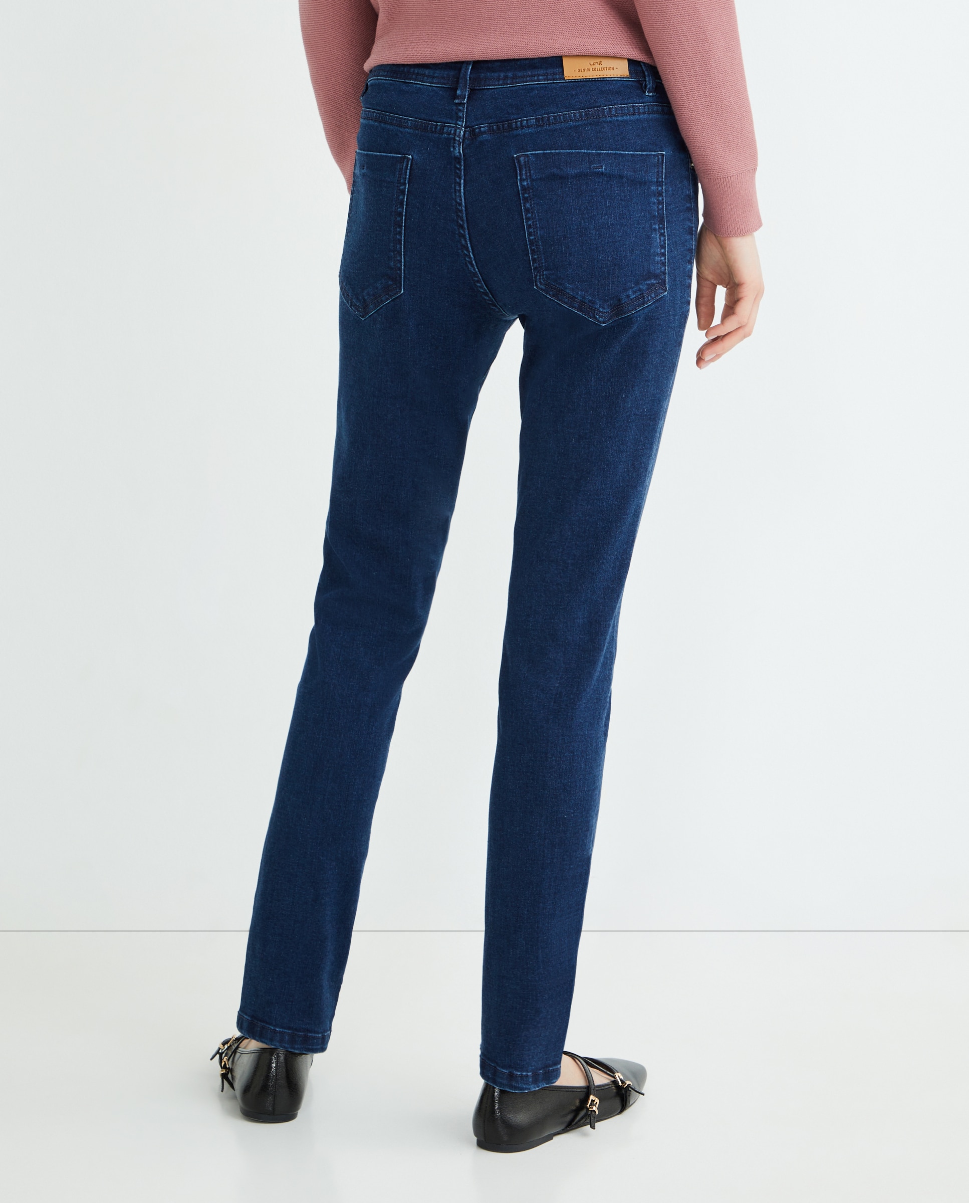 Pantalón denim mujer recto Azul oscuro-3