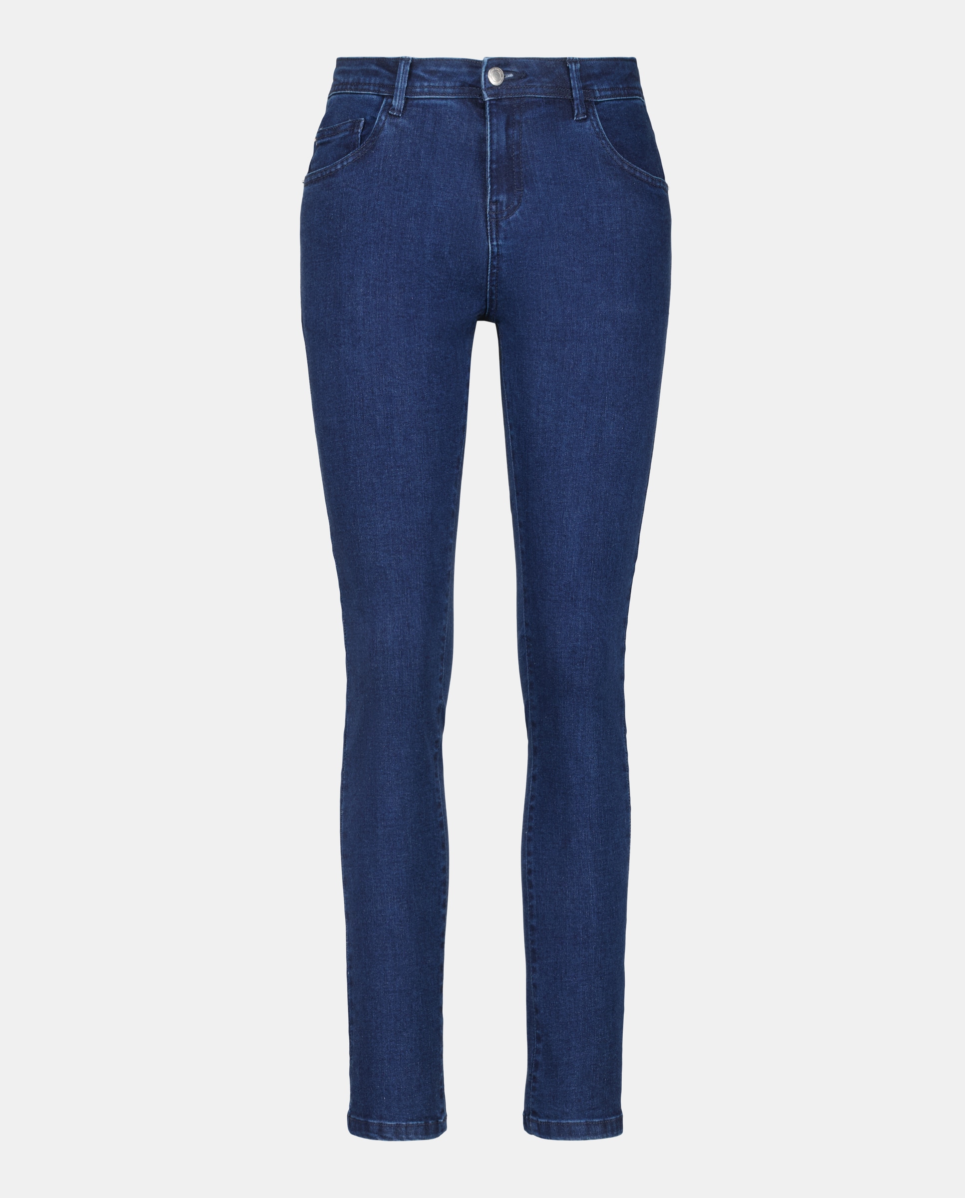 Pantalón denim mujer recto Azul oscuro-4