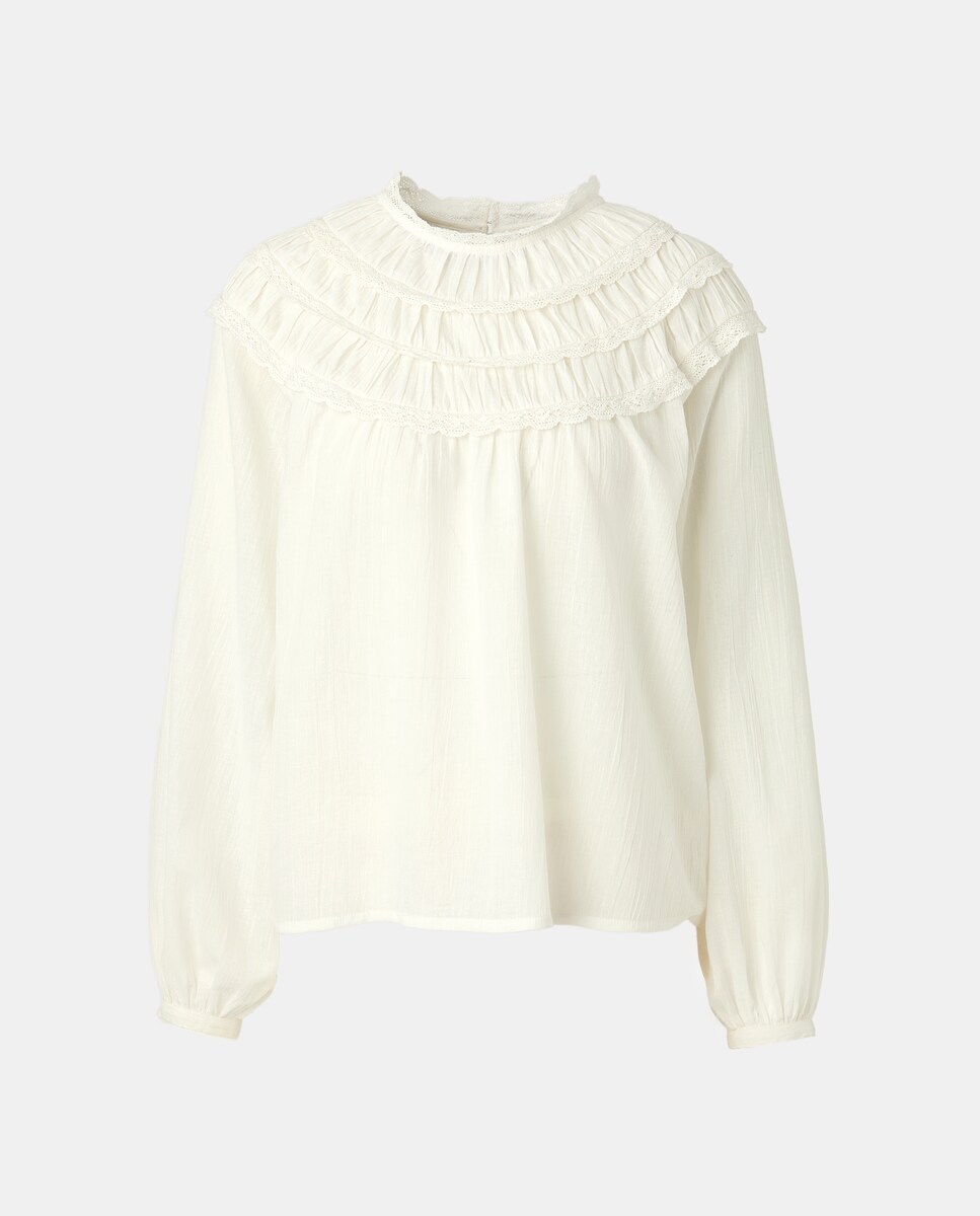 Blusa de mujer romántica con pechera de encaje · Unit · El Corte