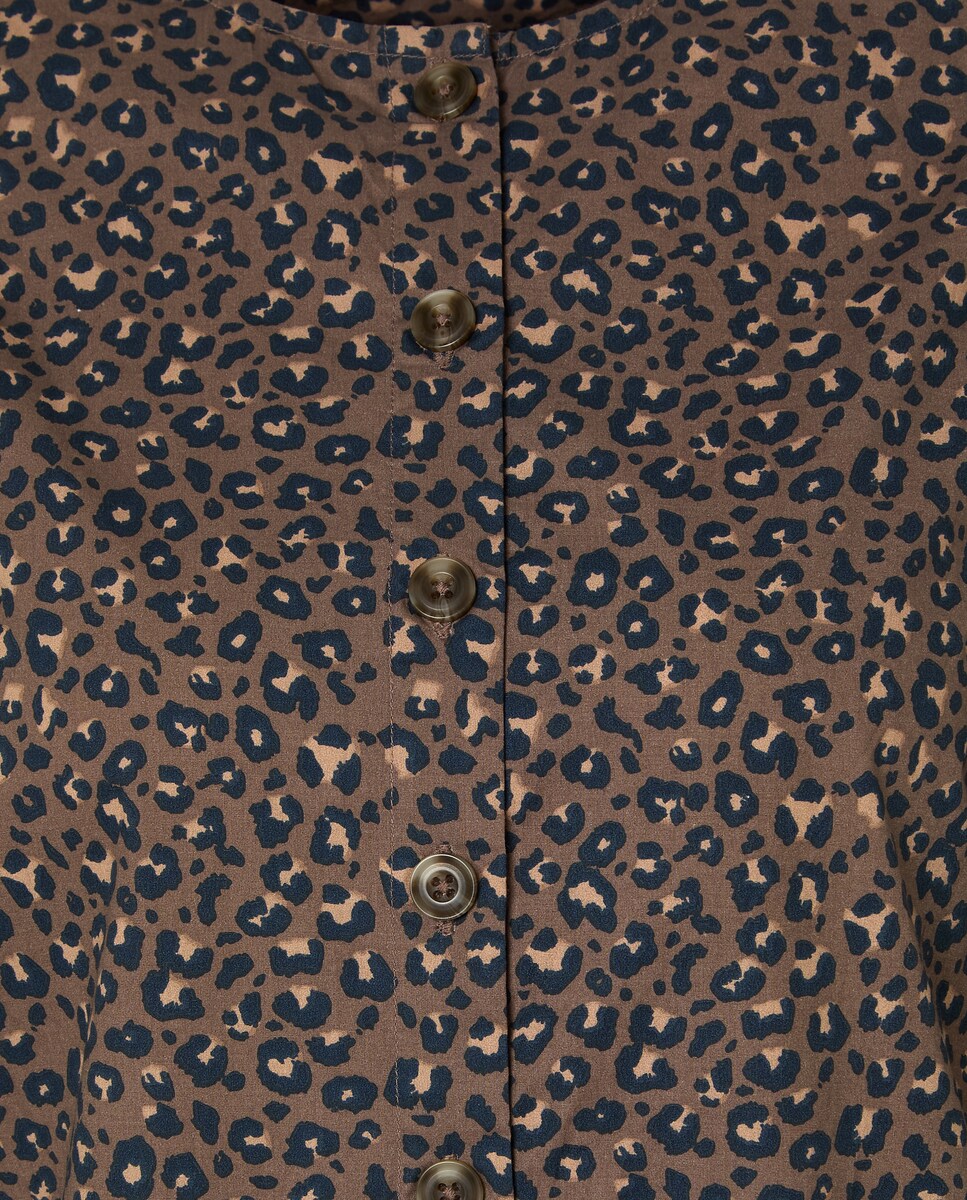 Blusa de mujer con manga abullonada Marrón-5