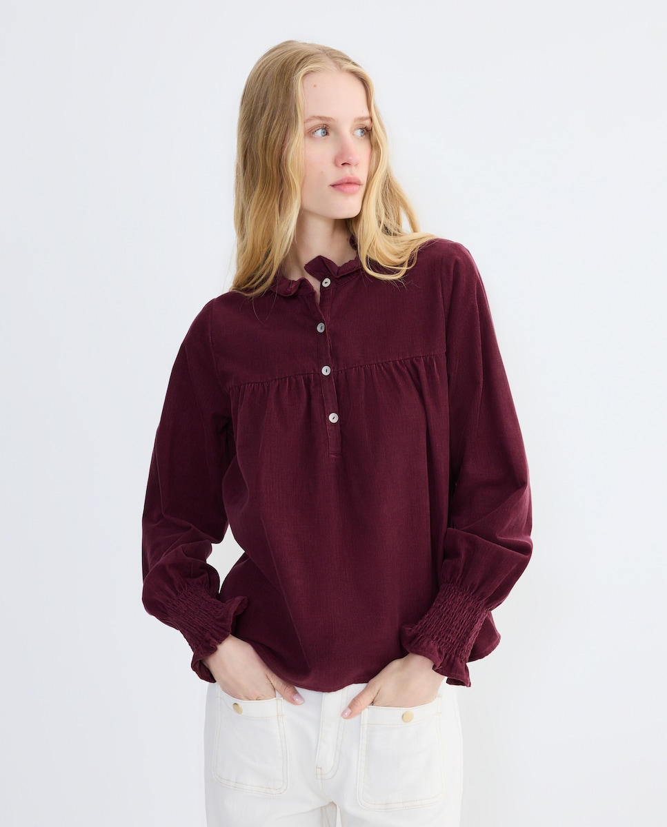 Blusa de micropana de mujer romántica Morado-1