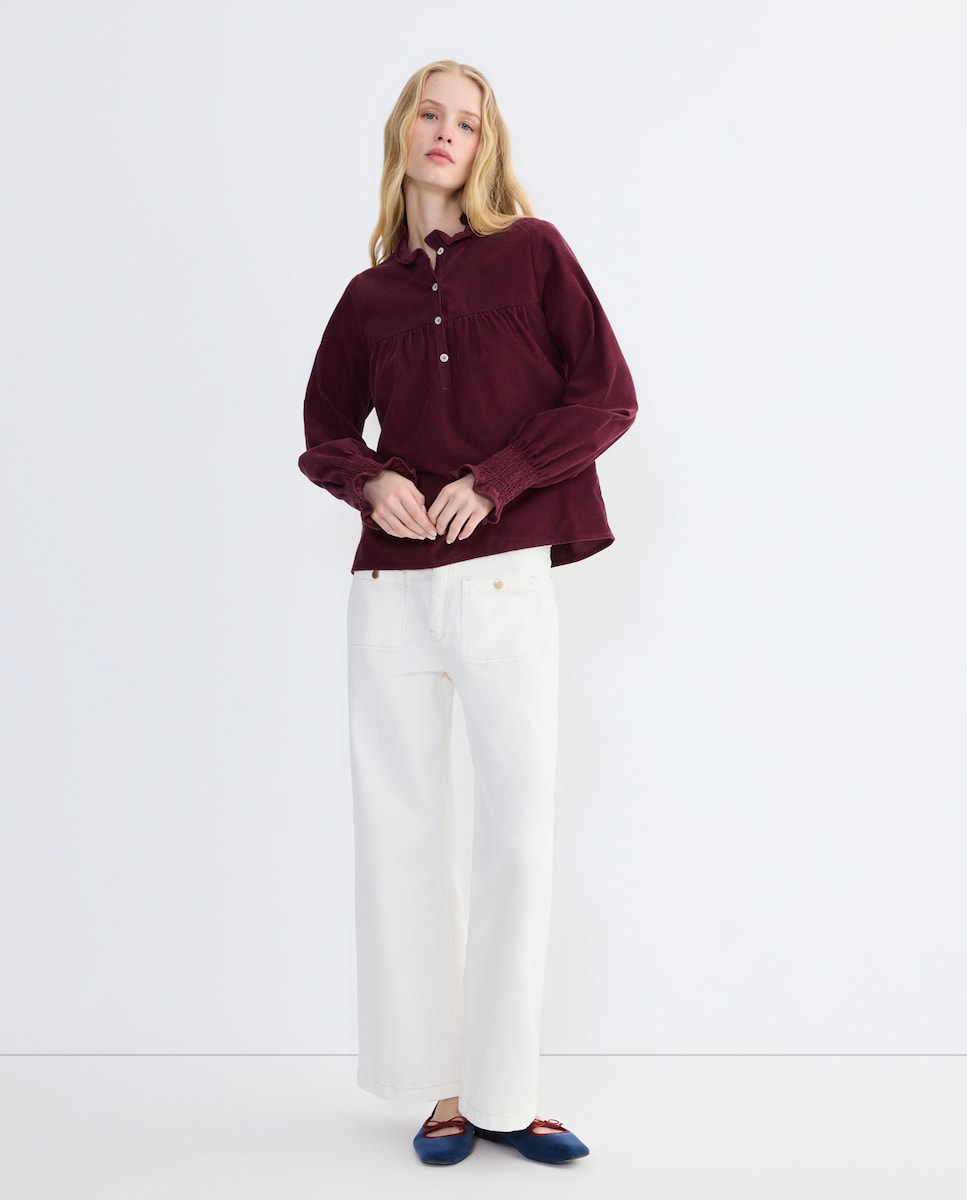 Blusa de micropana de mujer romántica Morado-2