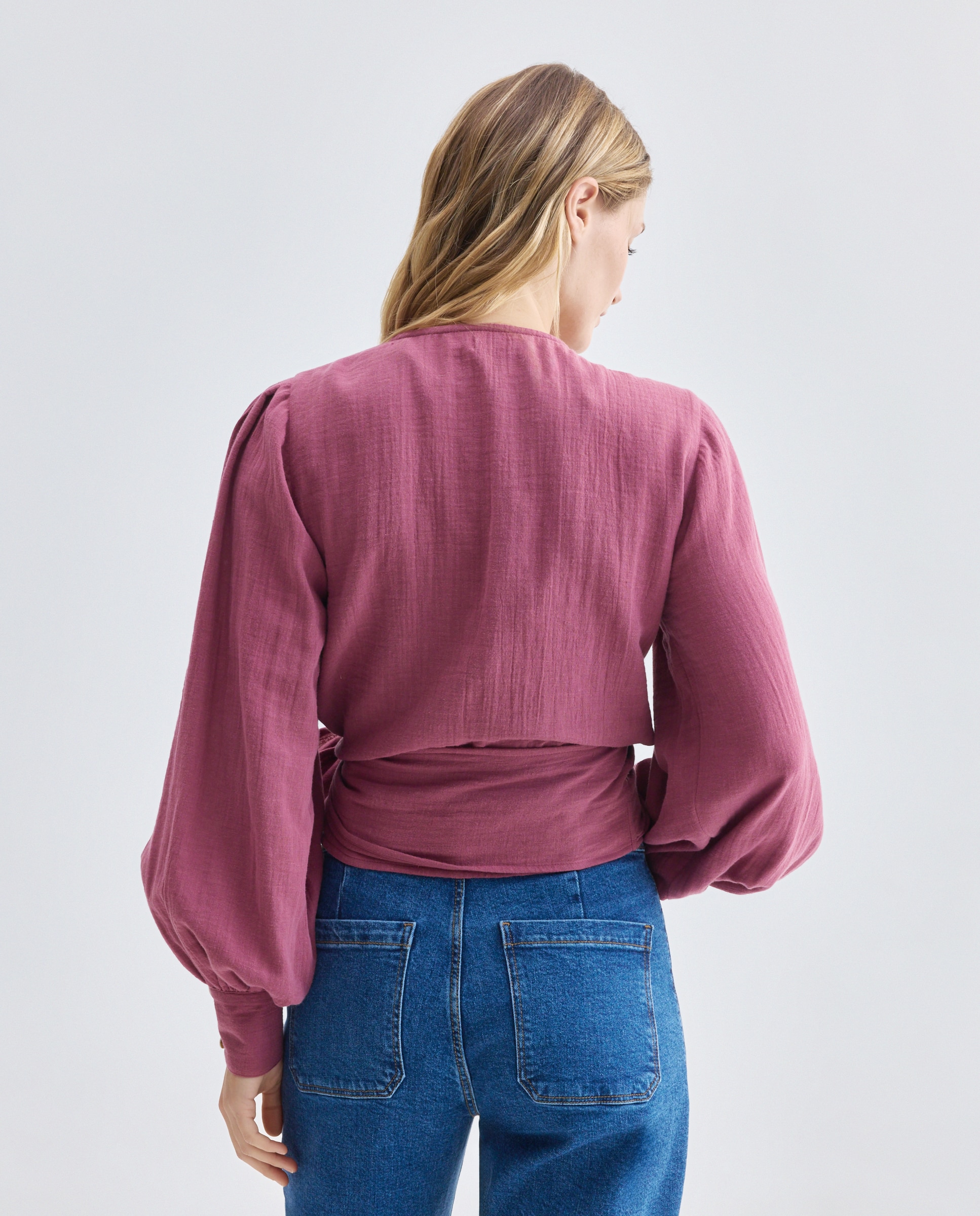 Blusa de mujer cruzada de rayas Verde-3