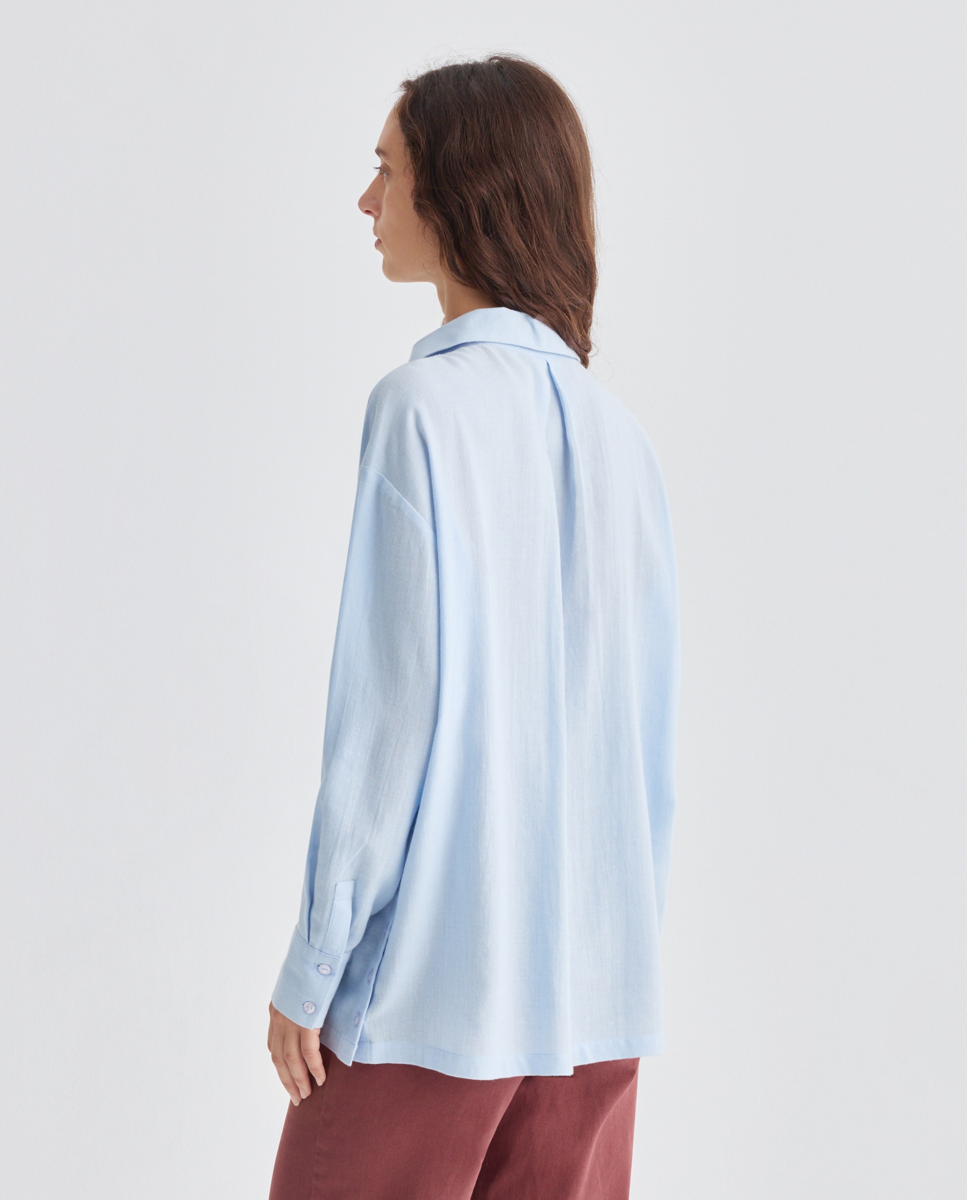 Camisa de mujer de algodón 410 Azul claro-3